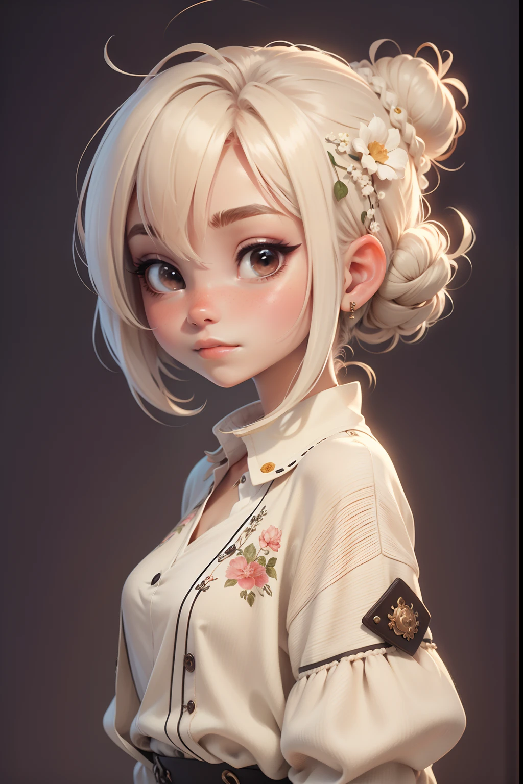 Kizi, bun hairstyle, Light-colored hair