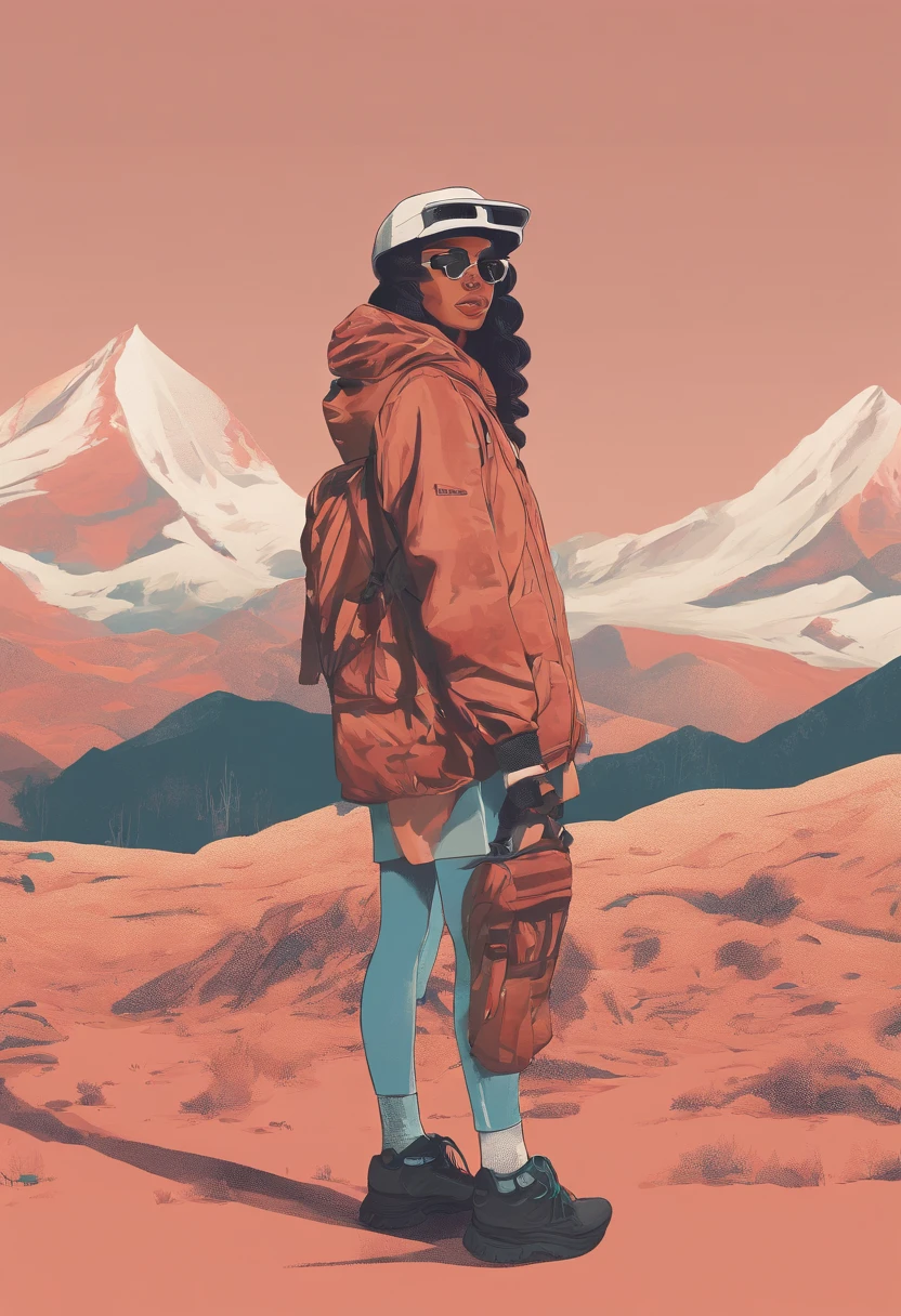 Hiker, in the style of rap aesthetics, schizocore, girl, photo taken with fujifilm superia, charly amani, oversized portraits, babycore