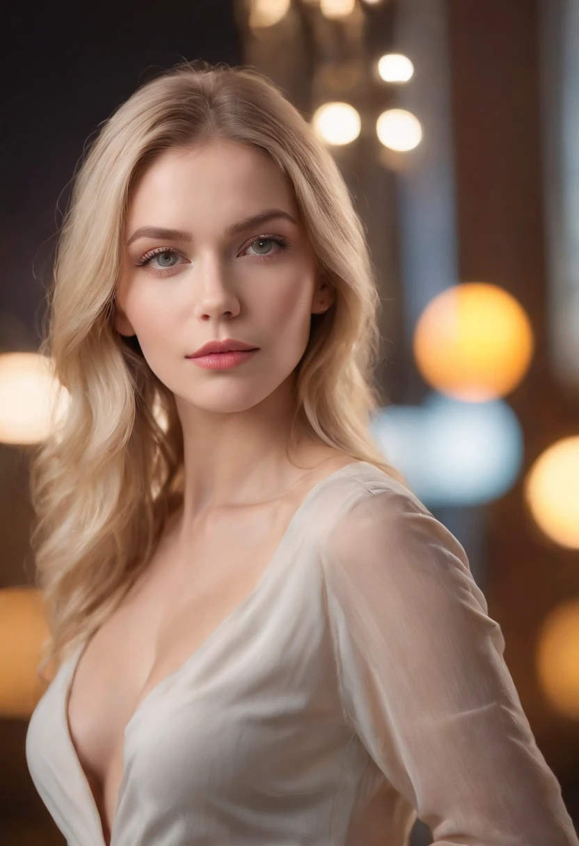 (a realistic photograph,high quality,HD,ultra-detailed,photorealistic:1.37),sexy blond woman around 25 years old (woman with,sharp focus,detailed facial features,beautiful detailed eyes,beautiful detailed lips),golden blonde hair flowing elegantly, flawless fair skin,tall and slender figure, dressed in a stylish and fashionable outfit,she is standing in a vibrant urban cityscape with tall buildings and neon lights in the background, her confident and alluring gaze captures the viewer's attention, giving a sense of mystery and intrigue,studio lighting,soft and warm color tones,adding a touch of glamour to the scene