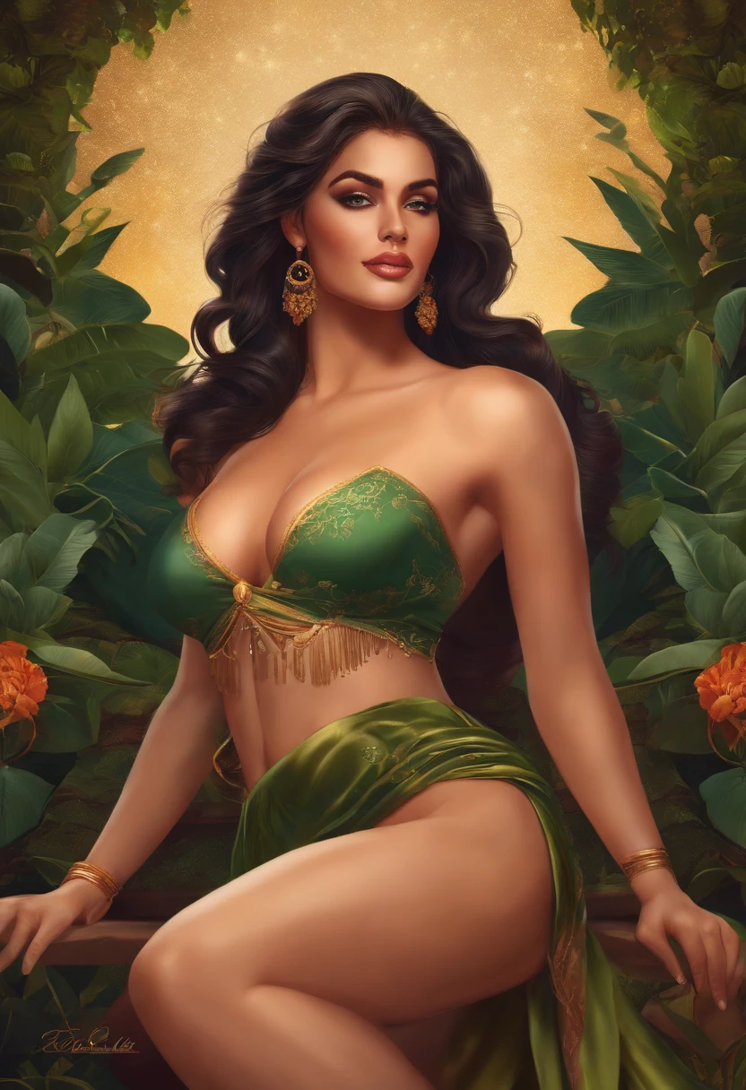 A big-breasted beauty，exposed bare shoulders，8k，illustration