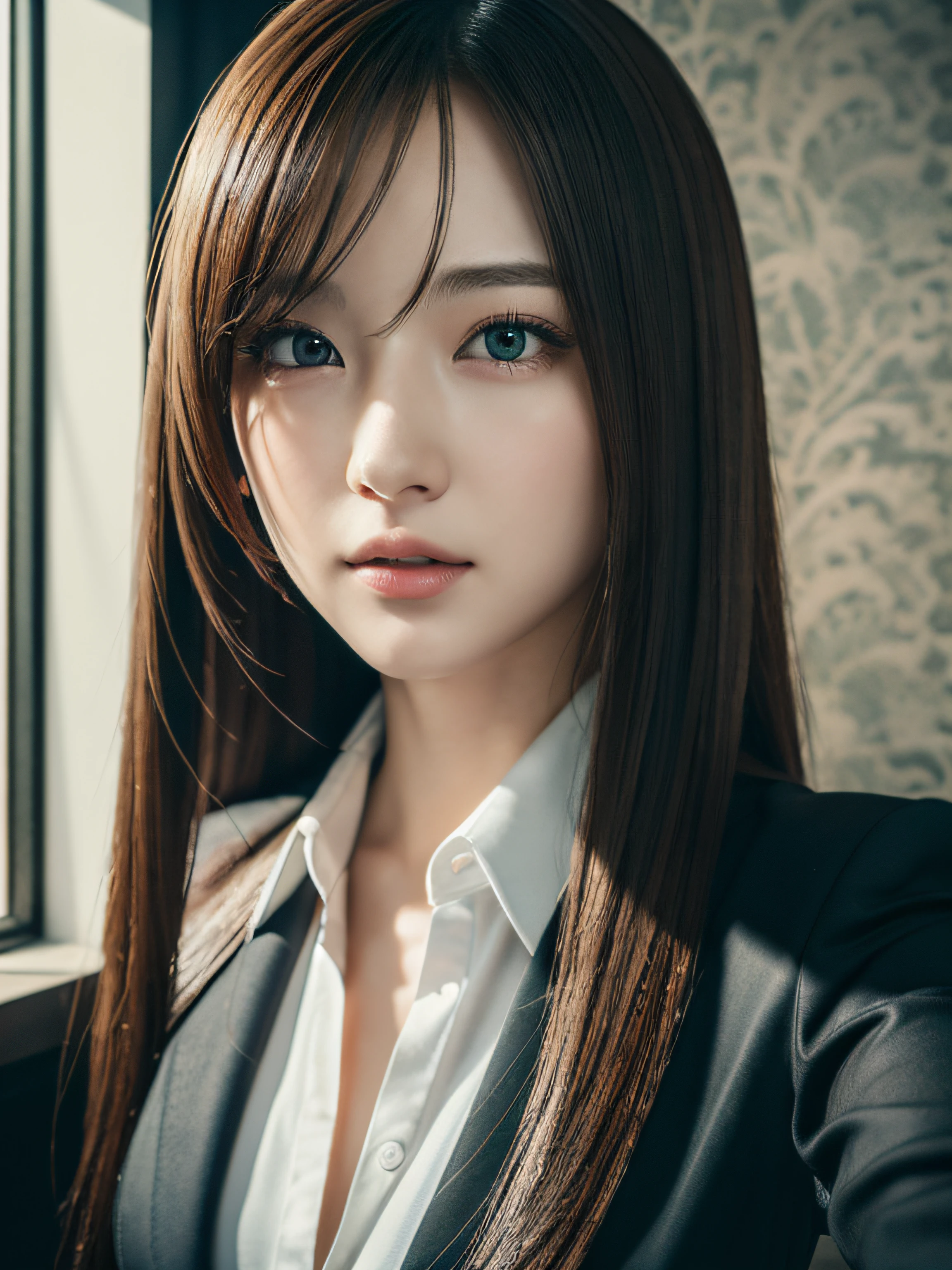 (Original) , (highly detailed wallpaper) , (Best Quality) , (masutepiece) , Photographic Reality, Realistic, Very detailed illustrations , Beautiful eyes, (Delicate face) , Perfect Detail, (The best lighting) , (super complex details) , Ultra-detailed, , Kogal,((Selfie)), ((Black Suit 1.5)), , 8K Unified, (hyper detailed CG: 1.2) , (8K: 1.2) , Realistic, Octane Rendering