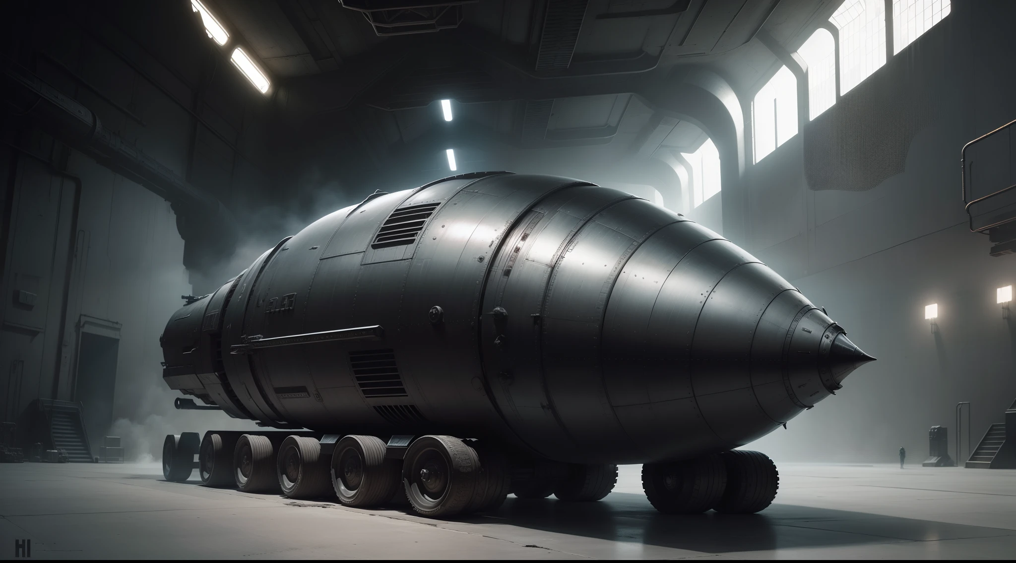 Nave espacial estilo H. R. Giger y estilo industrial, 16 k hyperrealism great unique masterpiece, perspectiva frontal y cenital, estilo Ruso segunda Gerra Mundial