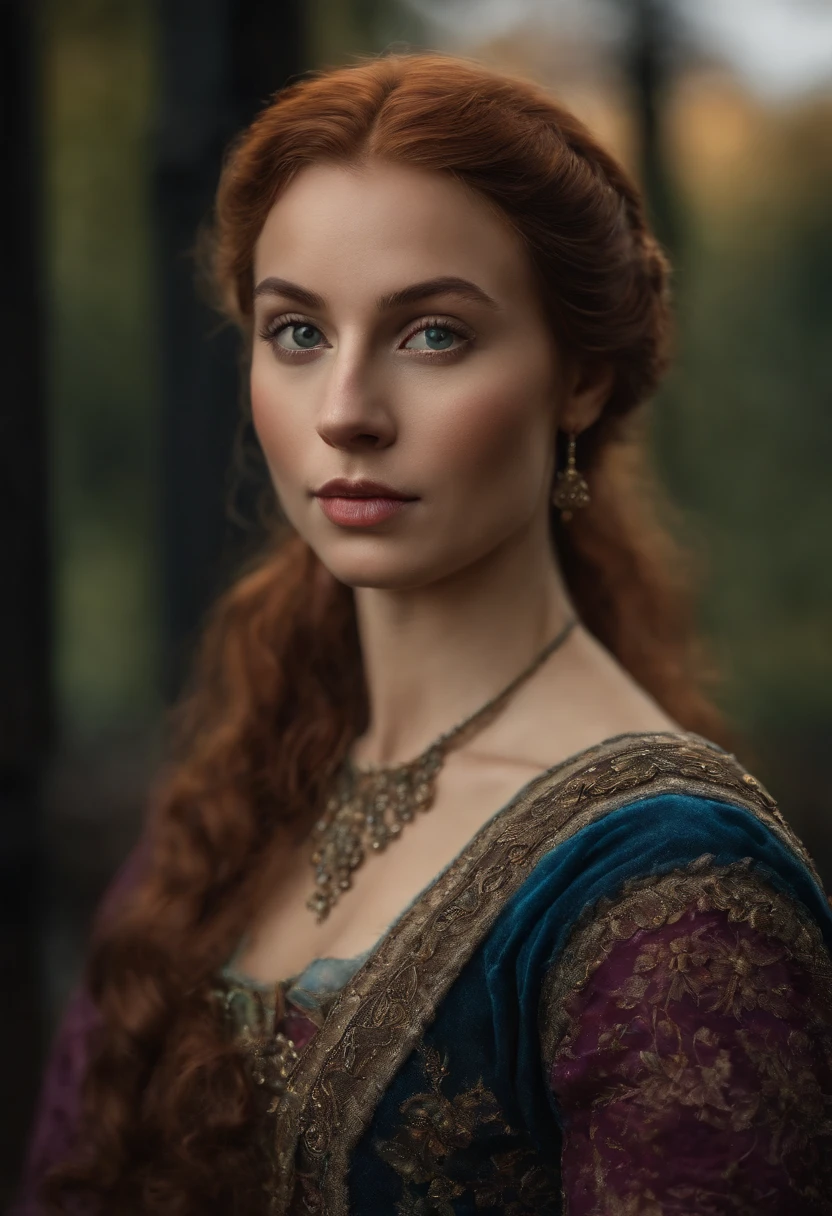 Realistic photo, a realistic photo of 30yo adult medieval woman queen wearing a purple dress, red hair, medieval castle, blue eyes, perfect nose, round face, straight eyebrow, (1girl), (extremely detailed CG unity 8k wallpaper), photo of the most beautiful artwork in the world, professional majestic, (big-breasted:1.5) (photography by Steve McCurry), 8k uhd, dslr, soft lighting, high quality, film grain, Fujifilm XT3 sharp focus, f 5.6, High Detail, Sharp focus, dramatic, (looking at viewer:1.2), (detailed pupils:1.3), (natural light), full body.