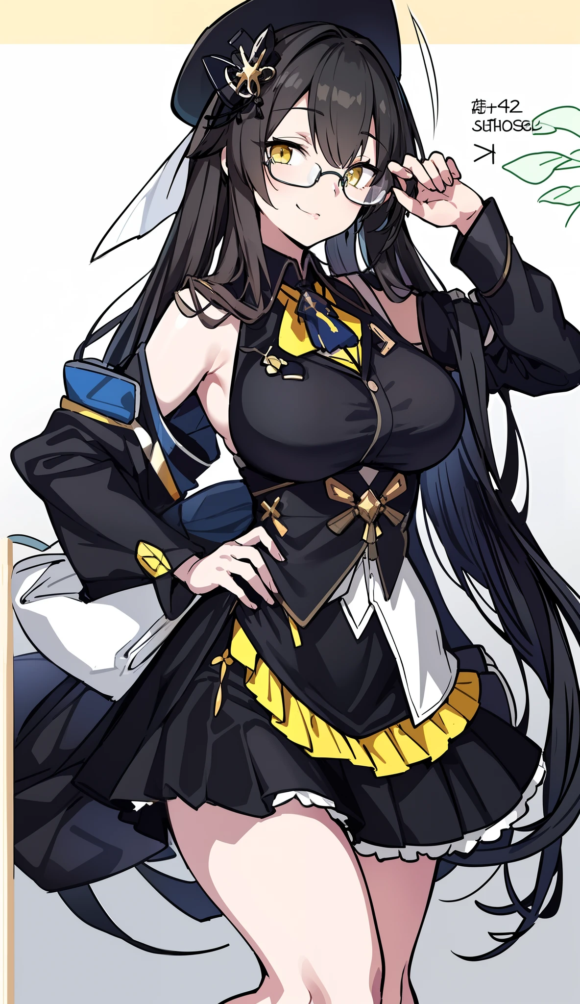 Full body, Upright, Arms at sides, Looking at Viewer, Simple background, 1girl in, Open mouth, Smile, Virtual Youtuber、girl with、、((Best Quality, high_resolution, Distinct_image)),(Black hair), (Black cat ears), (Ahoge), (absurdly short hair), (Wavy Hair), (Blue eyes),、A smile、large full breasts、Hair with twin tails
