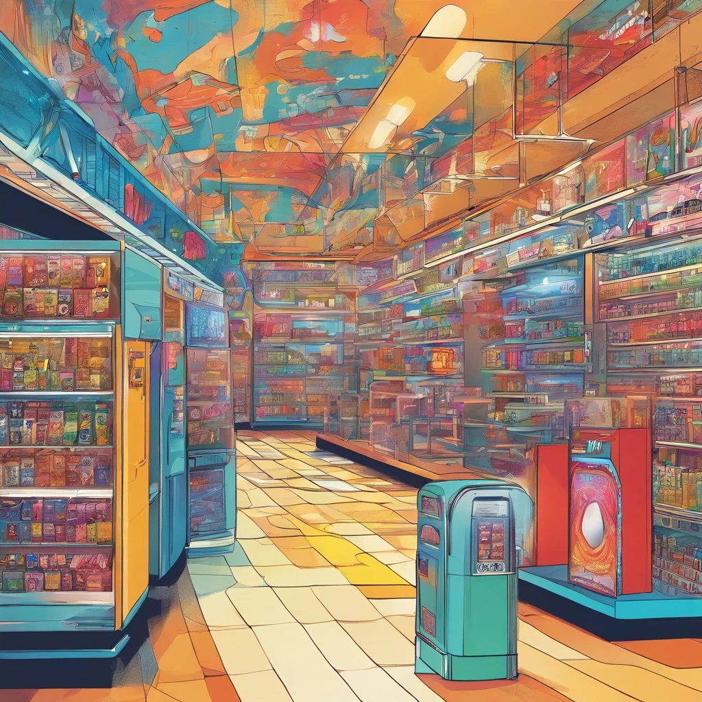 (best quality,realistic:1.37), vivid colors, artificial lighting, surrealism, dreamy atmosphere, futuristic design, digital art style, glossy surfaces, futuristic music, retro aesthetic, hidden details, glass reflections, pepsi, pepsi dispenser, liminalspace, backroom, dreamcore