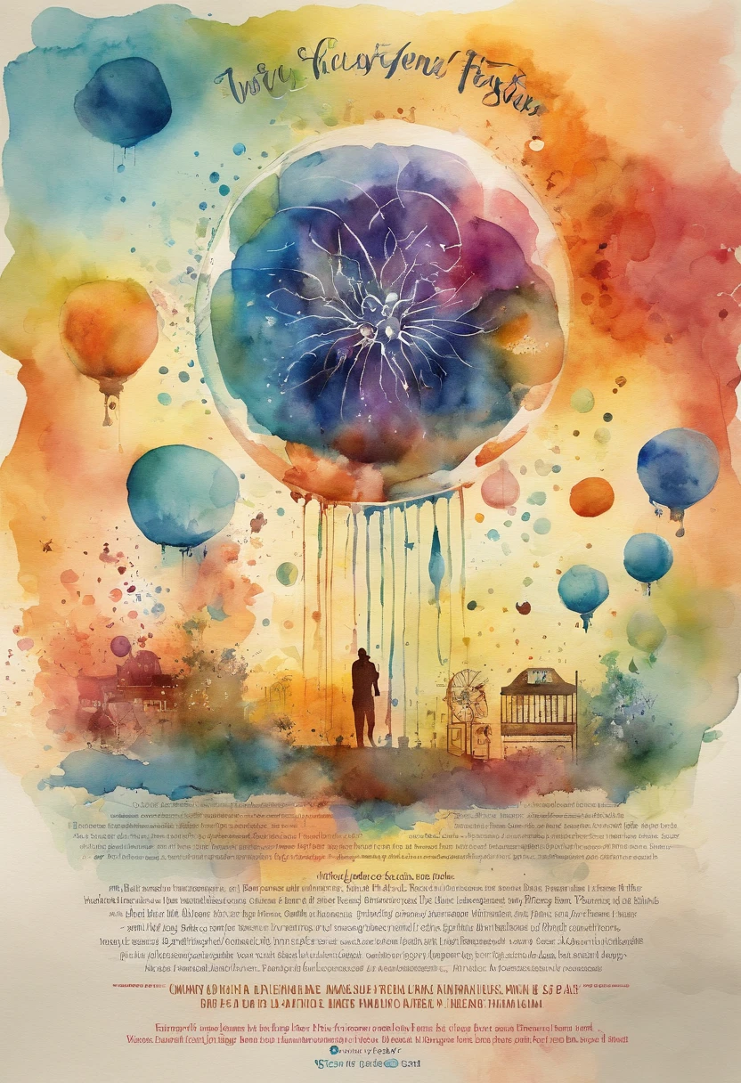 The music festival poster has an image of the artist in the center, along with the festival's lettering and logo, and a jellyfish and large bubbles.