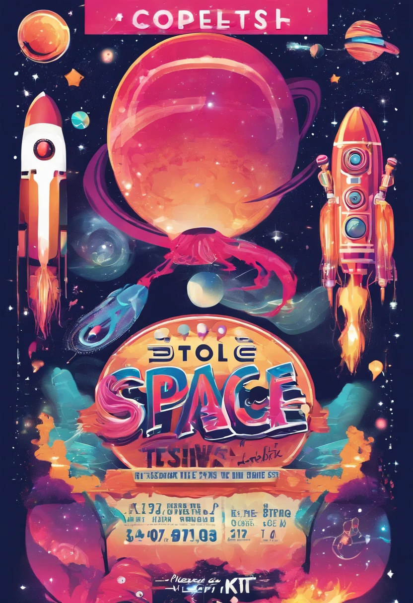 The music festival poster ,Bold letters and event logo, jellyfish and large bubbles.