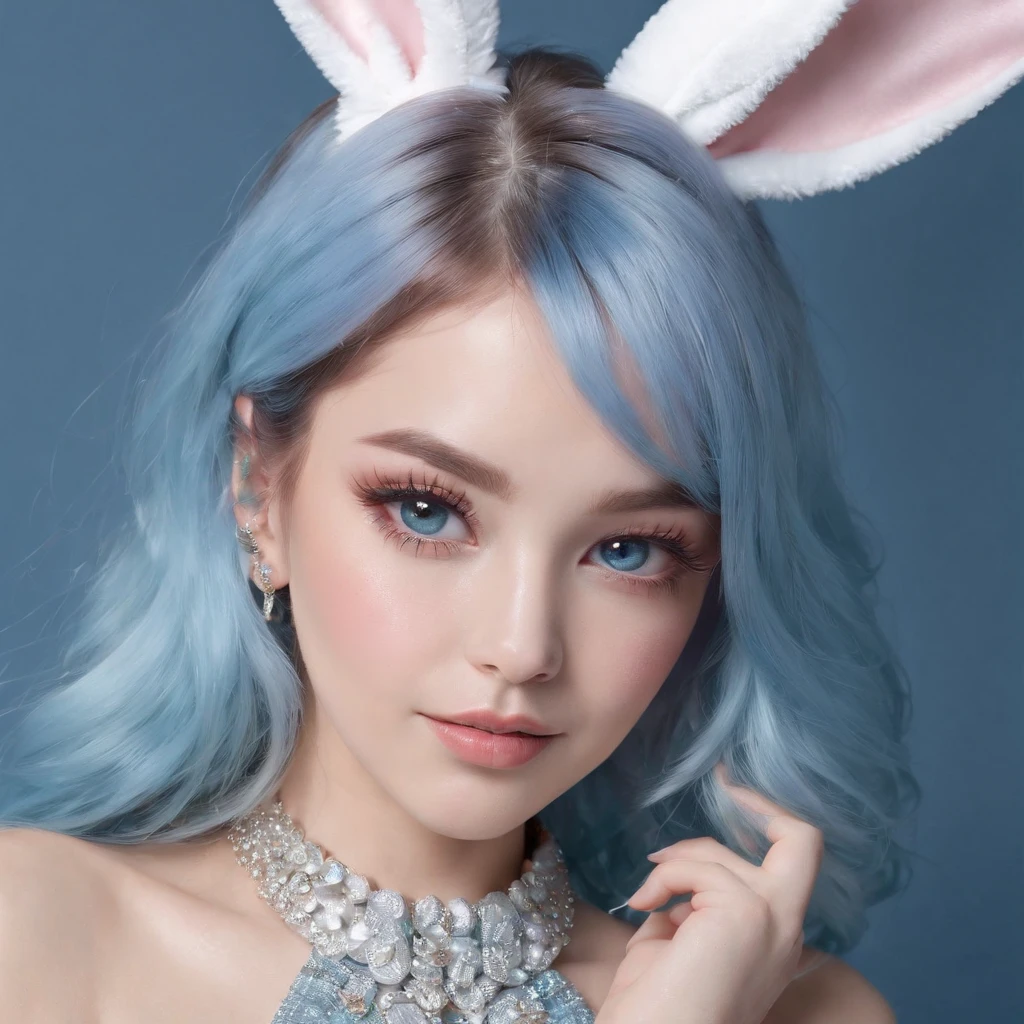 (Best Quality:1.3),4K,8K,8K Portrait,16 K,(masutepiece:1.2),1girl in,Solo,(maximalism:1.5),opal,ultra-detailliert,absurderes,(very detailed beautiful face and eyes:1.3), (Highly detailed beautiful hair:1.3),delicate composition, (Full body:1.5),(full-length figure:1.5), Super cute girl,(Medium Hair:1.4),Pink eyes,light blue eyes,(Pink hair:1.2),(Light blue hair:1.4),(Playboy Bunny:1.6),(Jewelry Hair Ornaments:1.3), (jewelry eyes:1.3),(Eyelashes:1.2),(symbol in eyes:1.3),(hight resolution, Twinkle,Glitter,Lens Flare,light Particle,Shining:1.3),(Cute:1.5)