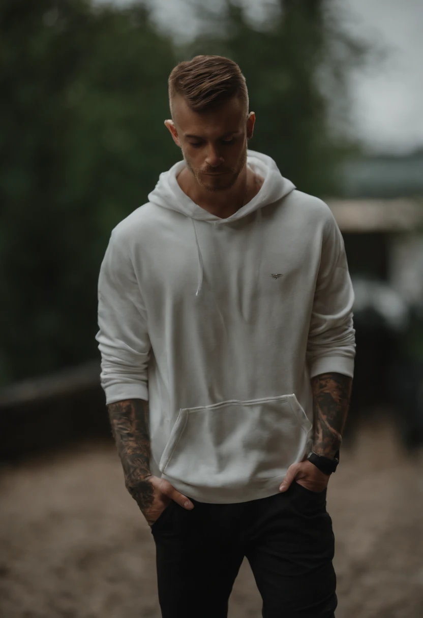 (2boys:1.7), groping crotch, kissing, fondling, in love, 20 years, goatee, brutal, chav, scally, young mancunian, rude boy, wearing white shoxnz, (shirtless:1.4), shiny black adidas joggers, standing, heavy necklace, nike shox, white (socks:1.3)
