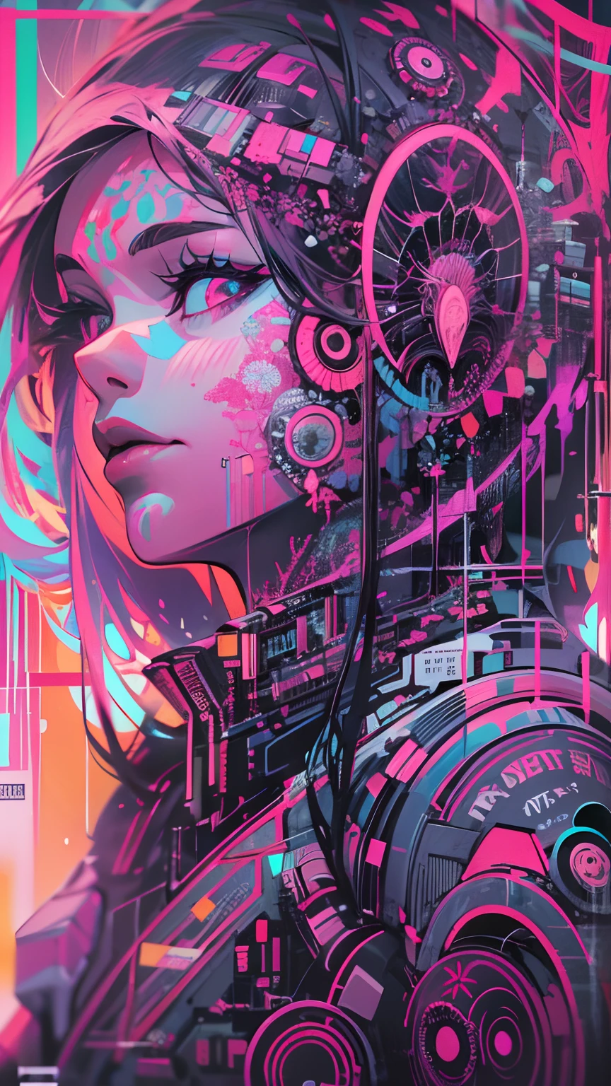 (absurdos, highres, ultra detalhados), 1girl, solo, olhos extremamente detalhados, (arte oficial, beautiful and aesthetic:1.2), (arte fractal:1.3), colorido, mais detalhado, cyberpunk tecnologic