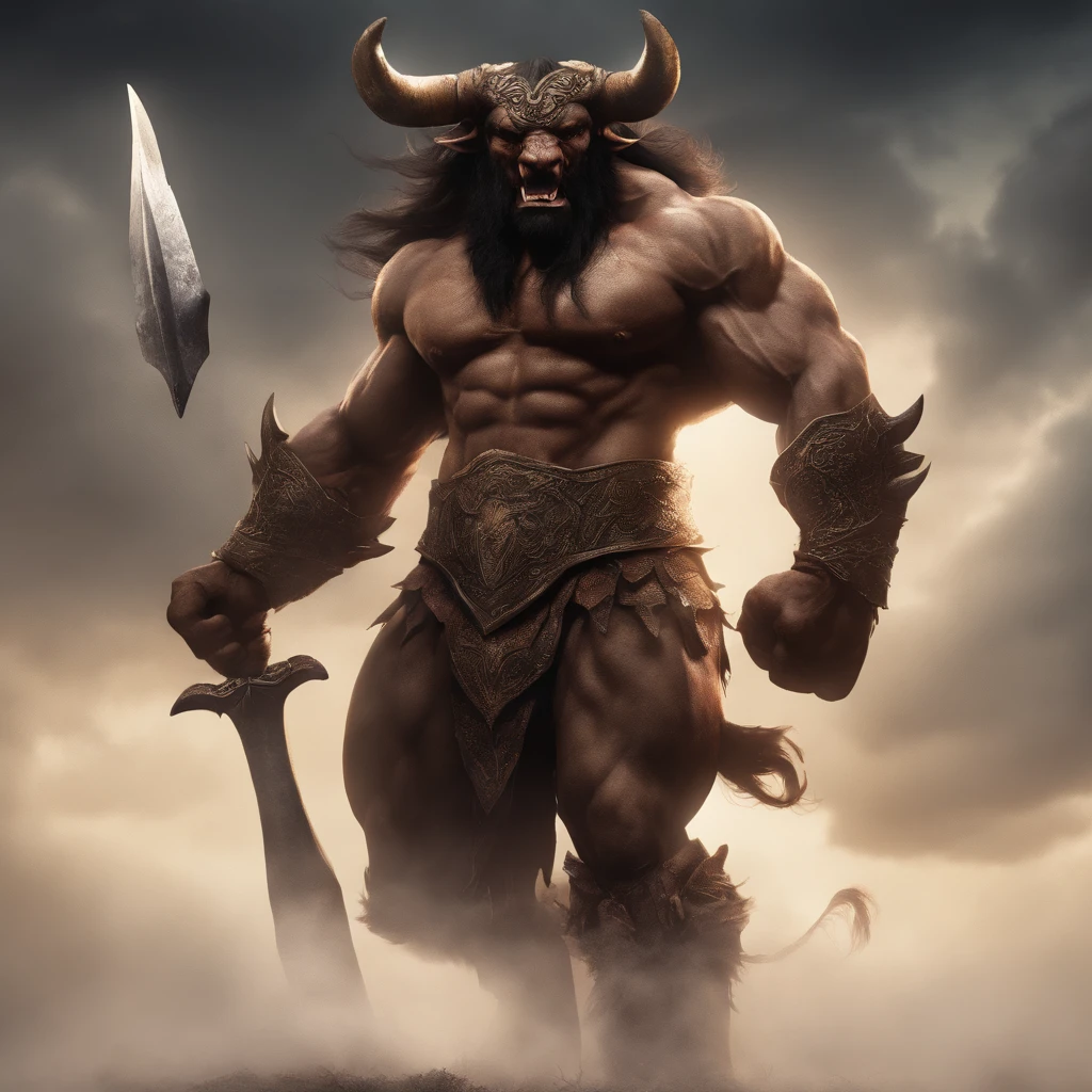 Struck by lightning(Black minotaur:1.5)，（A monster with a minotaur with a tomahawk：1.8），sense of strength，Standing cow with an axe，Painful expression，(The minotaur raised its head and roared into the sky:2)，funk，shudder，The current spreads around，Medieval landscape，Fantastical，4K，best qualtiy，primitive，（(Ultra-detailed and high-precision details))，Power Hero & Magic 3，Fantastical，The background is the canyon plain，The scene is impressive，(Struggling in pain:1.8),break one's heart，Pained and uncomfortable expressions