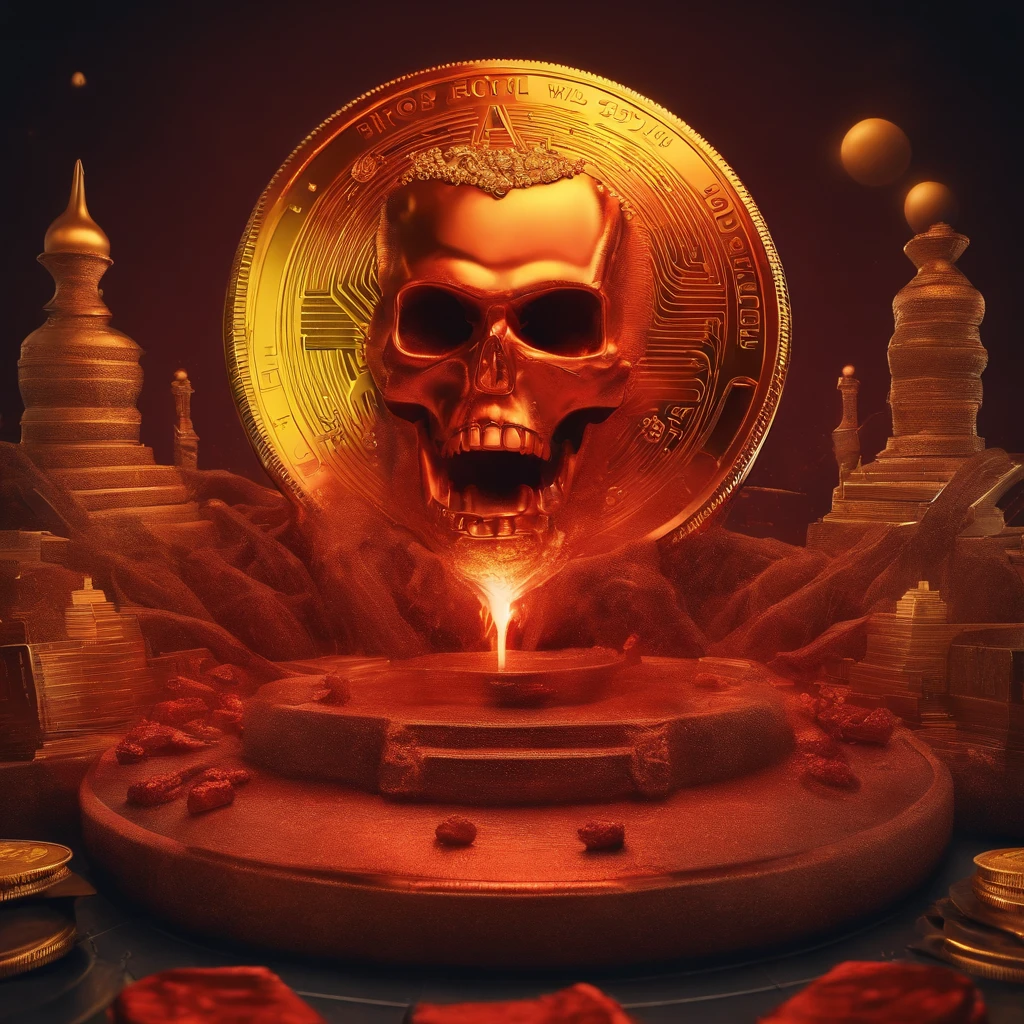 bitcoin, crypto, gold, orange pill, red, blood, monster,