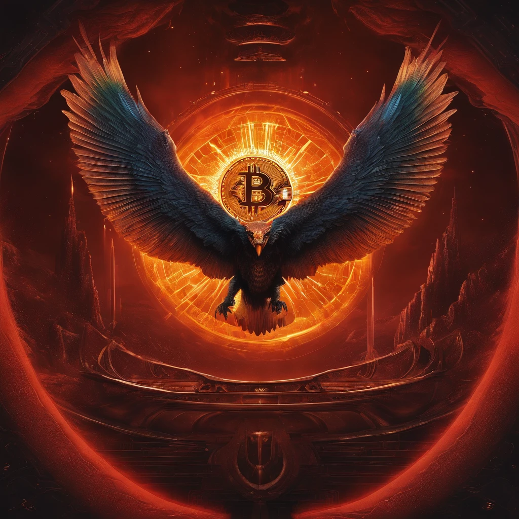 bitcoin, blood, gold, monster, wings, space, alien, futuristic,