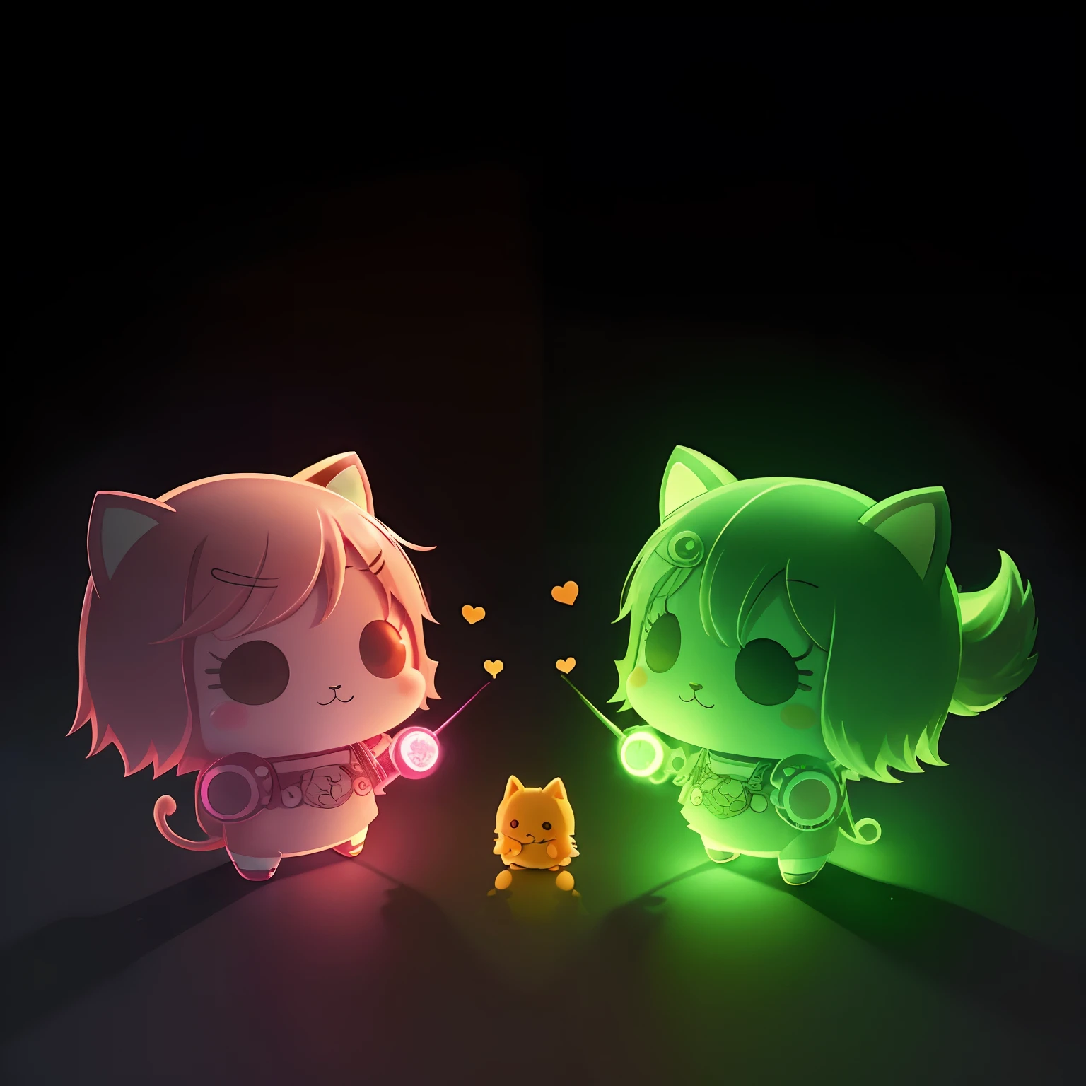 super high image, super detail, super high resolution, chibi, chibi animals, deformed, super cute imaginary and imaginary animals playing with each other, anime, manga, illustration, 3D, professional lighting