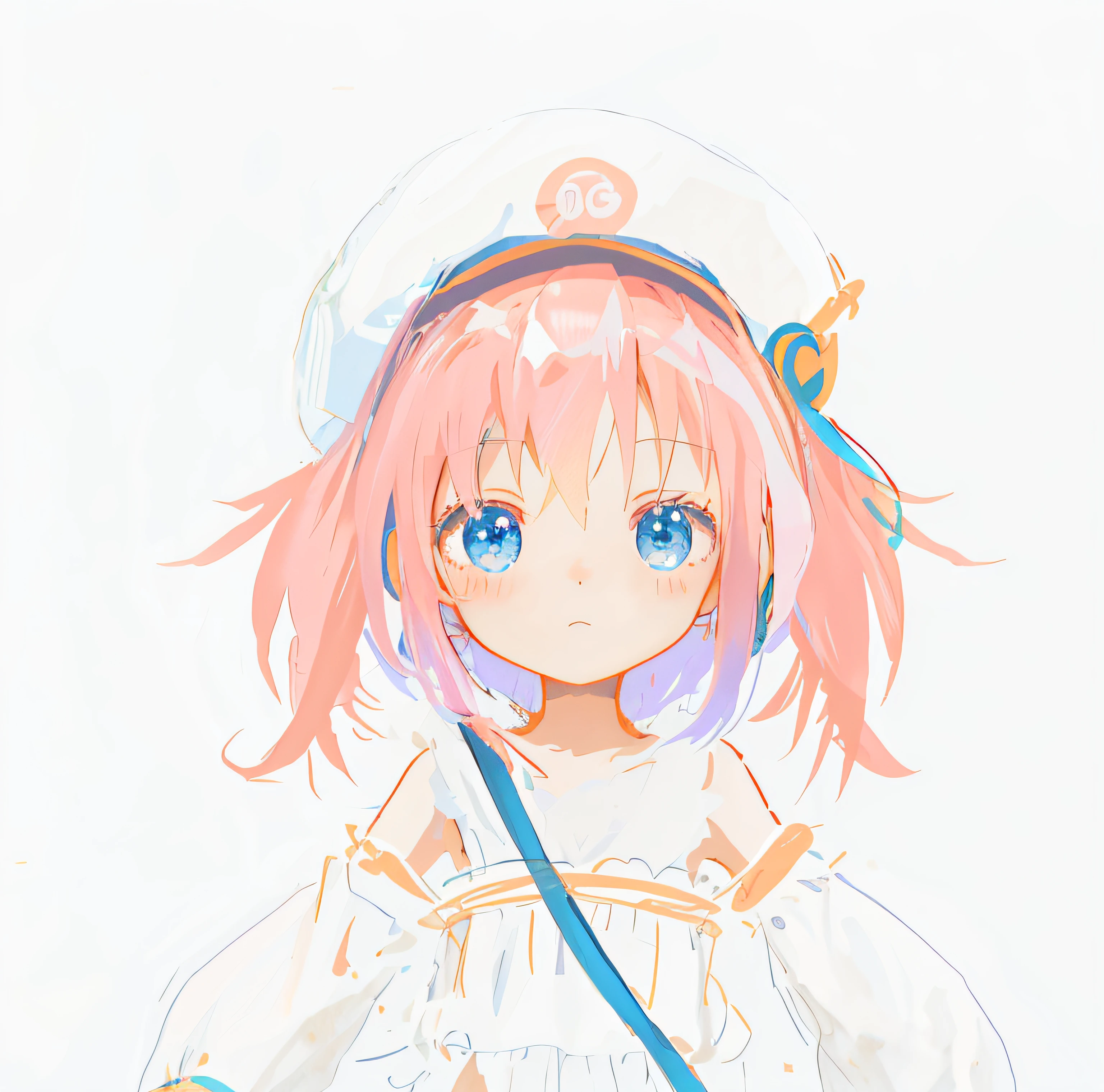 Anime girl with pink hair and blue eyes in a sailor hat, small loli girl, Soft anime illustration, made with anime painter studio, render of a cute 3d anime girl, Anime Stylization, pink twintail hair and cyan eyes, small curvaceous loli, Anime style. 8K, Cute anime girl, Stylized anime, humanoid pink female squid girl，exquisite facial features，Rich in detail，The work of the master