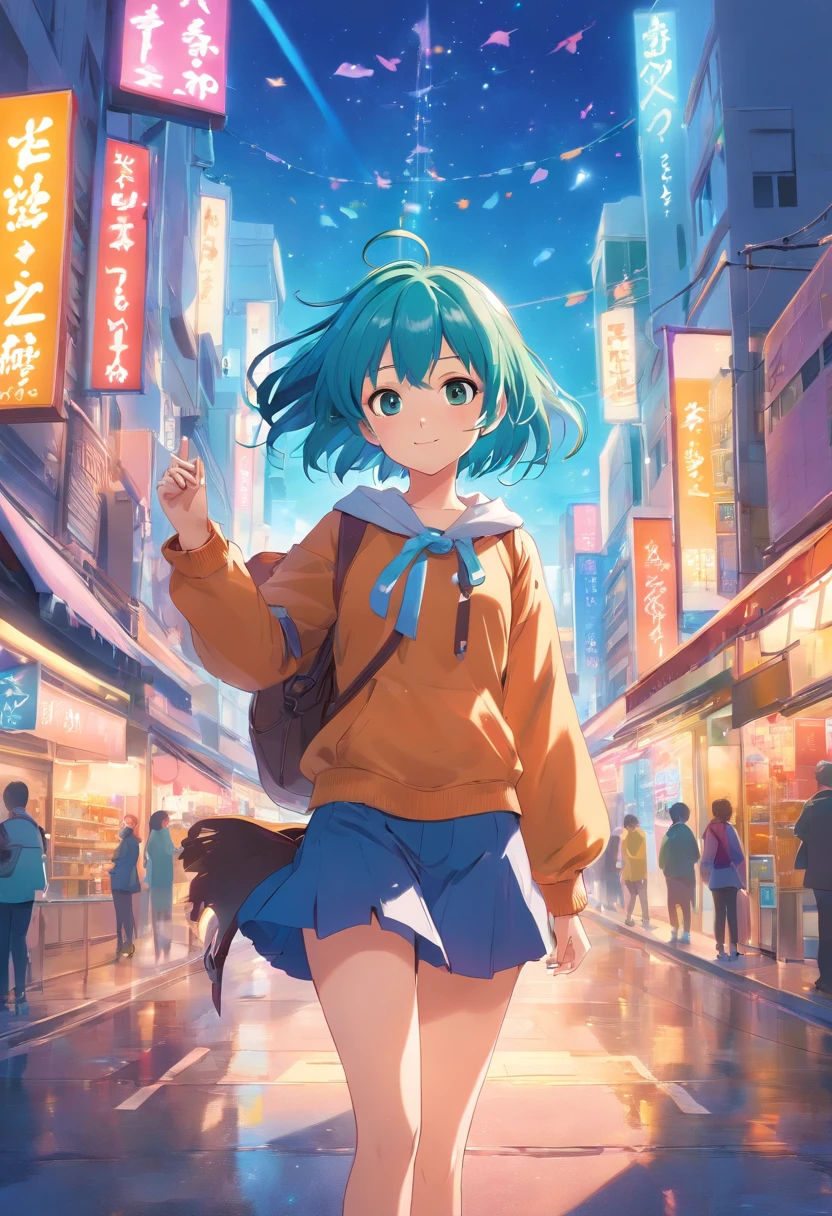 Girl with brightly colored hair, Big sparkling eyes, And a cute smile, Wearing stylish outfits, Stand in dynamic poses; 3D rendered with cel-shading effect, Capturing the essence of anime style; Surrounded by a colorful fantasy world filled with whimsical creatures and magical elements; (Best Quality,hight resolution), ultra-detailed and (Physically-based rendering), In vivid and vivid colors; Surrounded by soft and warm studio lighting, creating a dream-like atmosphere. lifelike face kawaii