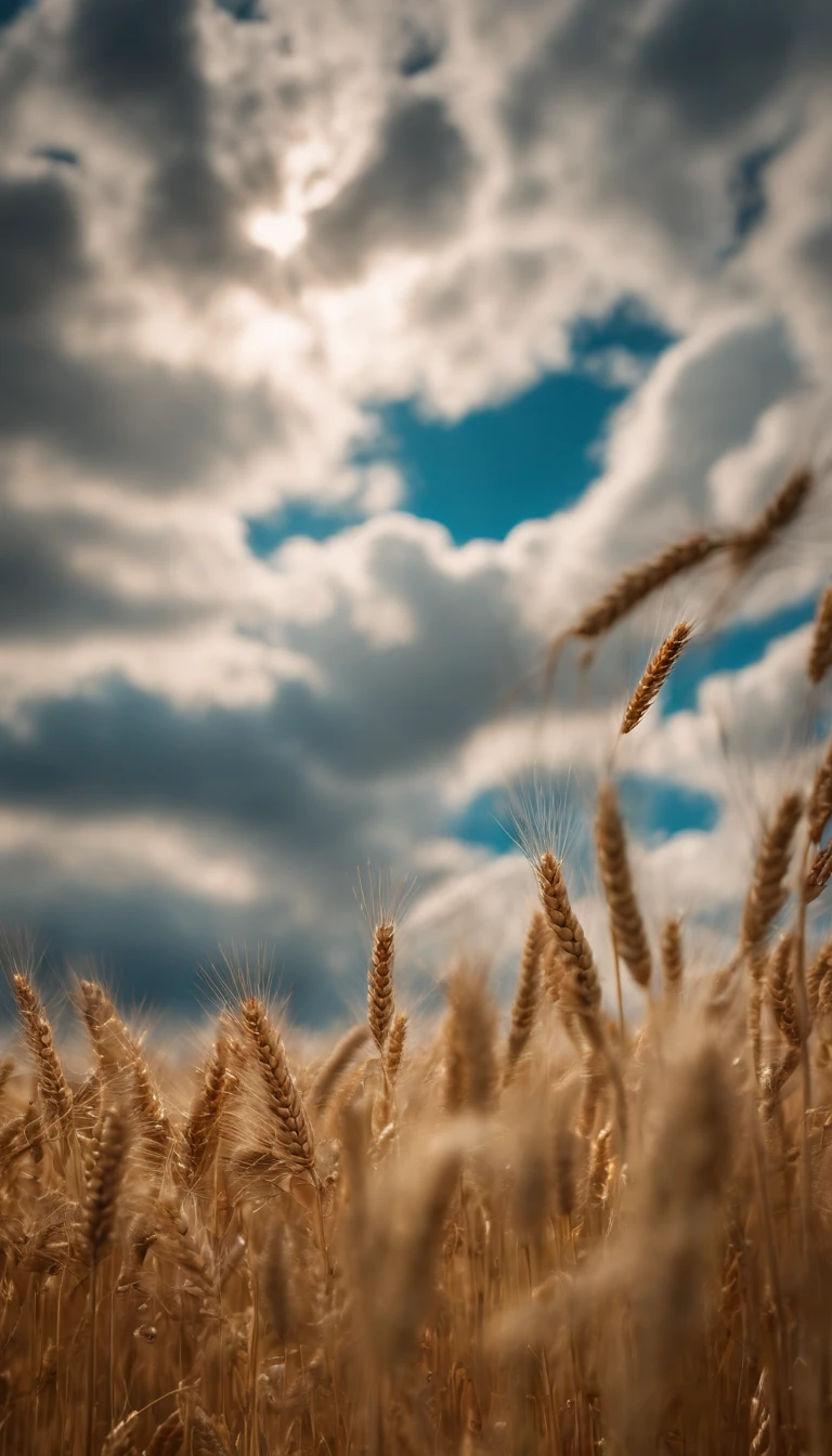 Masterpiece, best quality, (very detailed CG unified 8k wallpaper) (best quality), (best illustration), (best shade) naturally harvested wheat, super detailed, harvester, white clouds, blue sky, no humans --v6