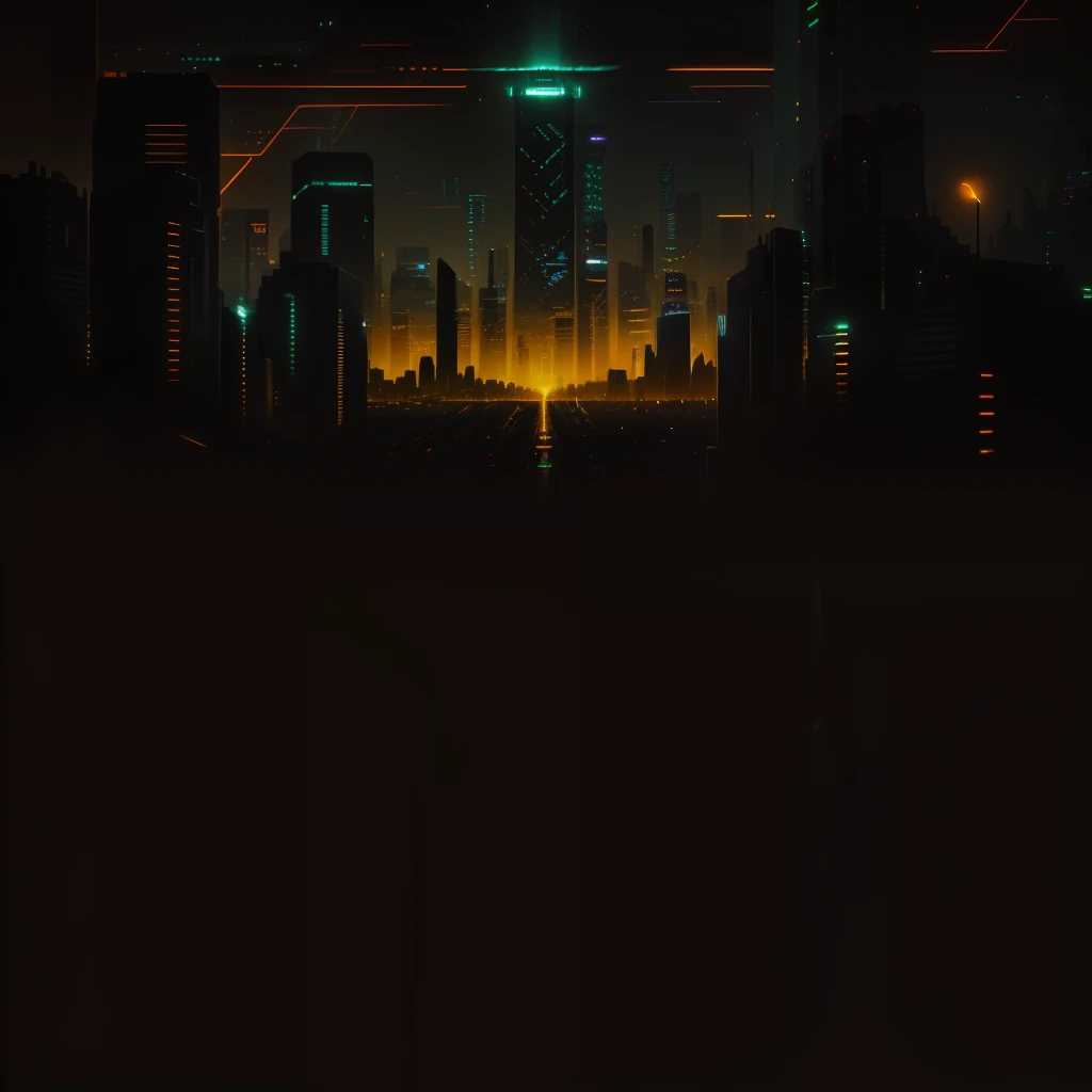 There is a city，There are a lot of lights at night, dark cityscape, night city on the background, night city on the background, night city on the background, cybernetic city background, night cityscape, nighttime city background, nightime village background, neon megacity in the background, dystopian city skyline at night, dark futuristic city, apocalyptic city backround