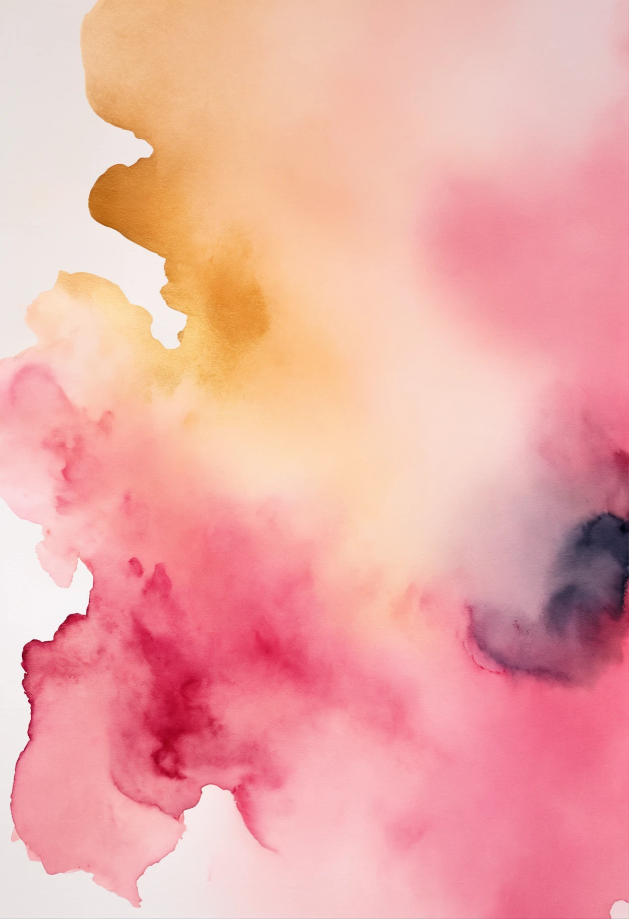 Make a pink and gold watercolor background in the shape of a stain