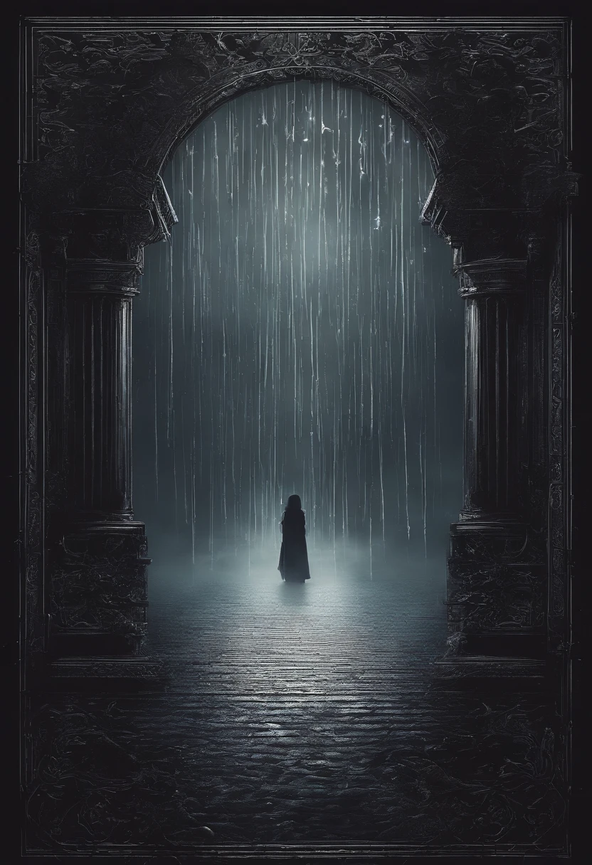 Rain without stars, crying, different languages, horrible speeches, offensive and angry words, loud and hoarse voices, sounds of hands, it expands in the timeless atmosphere, always dark, like sand thrown by a typhoon, 4k, ultra