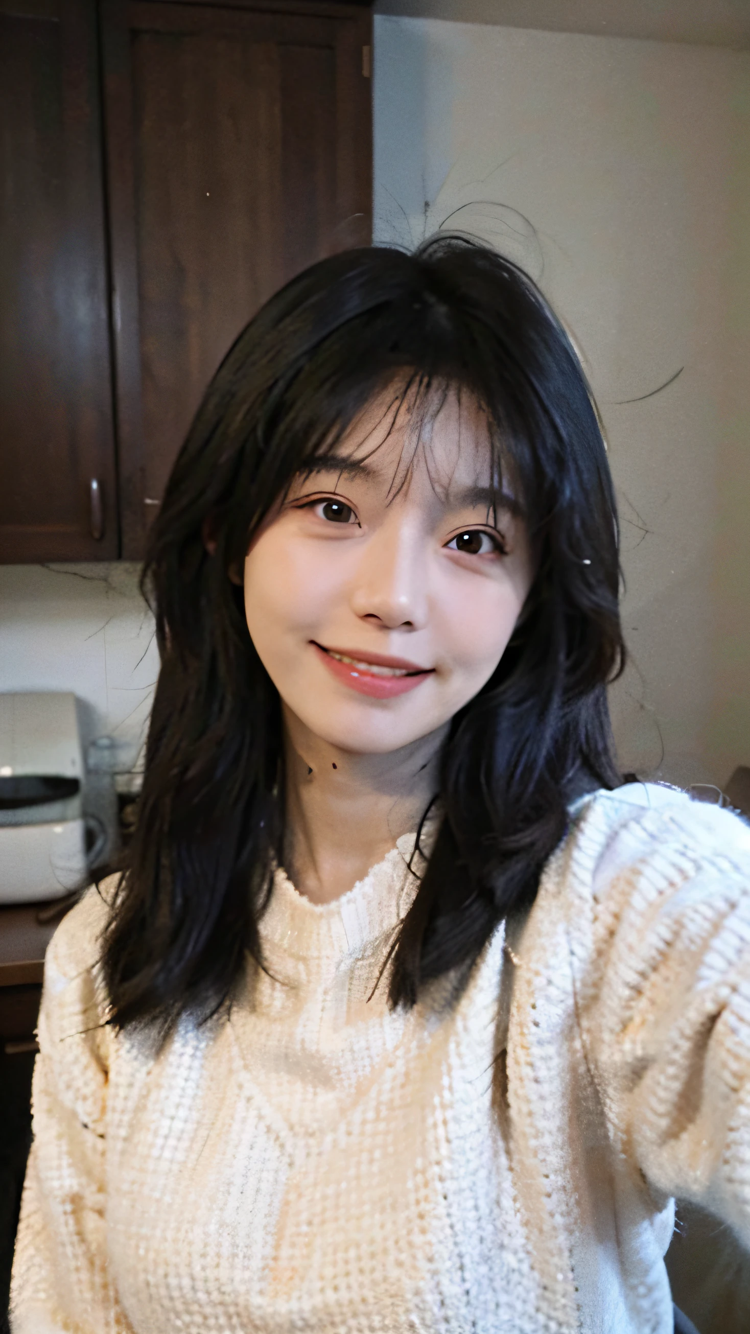 white backgrounid,Best quality,Masterpiece,超高分辨率,(Photorealistic:1.4),RAW photo,(Authentic skin texture:1.3),,(filmgrain:1.3),(Selfie angle),1girll,,Beautiful detailed eyes and face,Masterpiece,Best quality,Remote,high-necksweater,White background,Bedrooms,full bodyesbian,grin,Big eyes