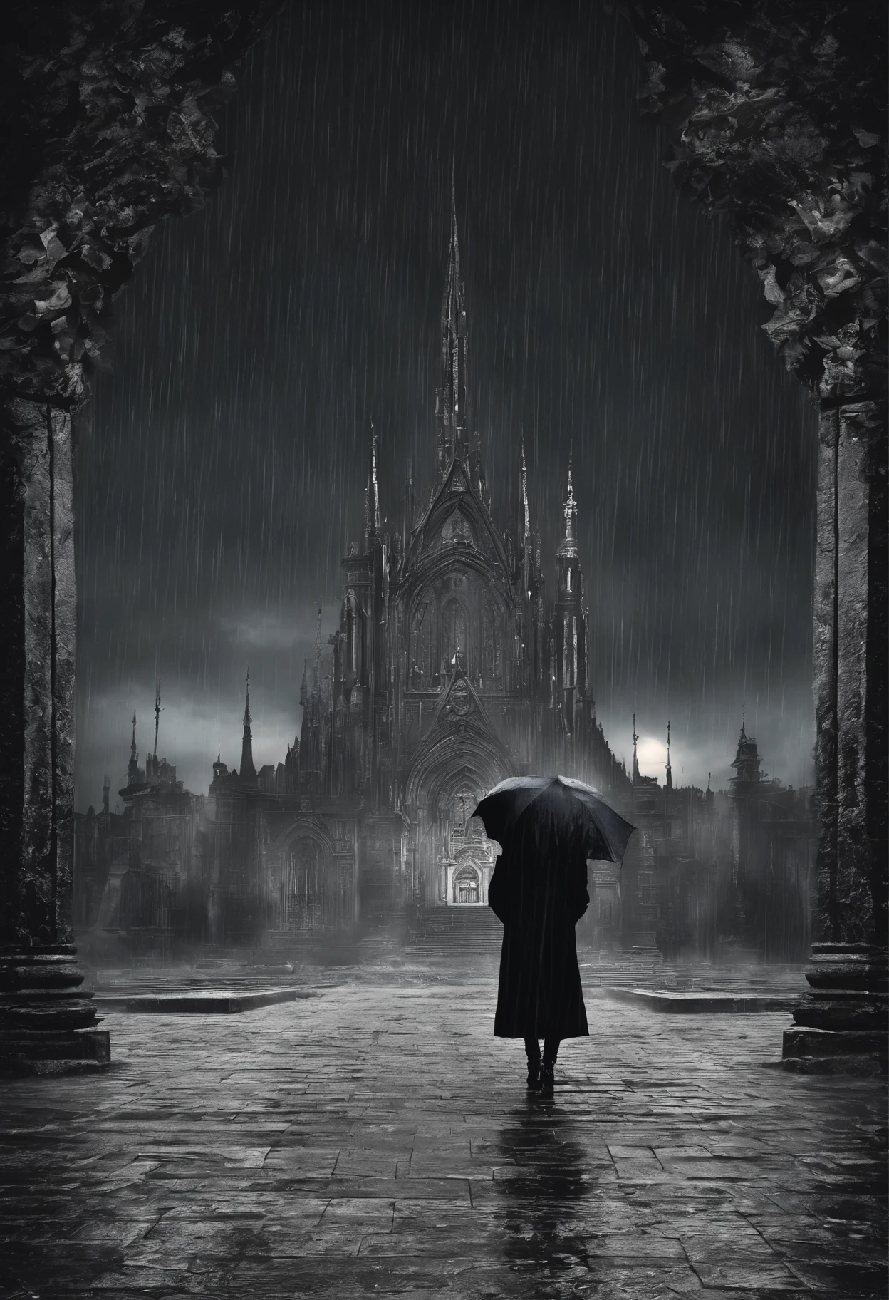 Rain without stars, crying, different languages, horrible speeches, offensive and angry words, loud and hoarse voices, sounds of hands, it expands in the timeless atmosphere, always dark, like sand thrown by a typhoon, 4k, ultra