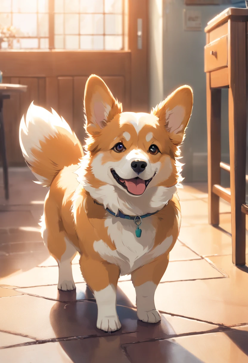 "Produces ultra-high-definition images that chic Pembroke Welsh Corgis, Classic Dog Pose. Using advanced macro photography techniques、Highlights the intricate details of the dog's coat, Standing ears, And expressive eyes and tongue are partially out. Place the camera at the dog's eye level, Create an intimate connection between the viewer and the dog's subject. Implement a wide aperture for a shallow depth of field, Make the dog stand out clearly against a gently blurred background. Improve lighting、Emphasizes the texture and contours of the dog's body, Using the software, Remove coarse shadows、, cosy atmosphere. Catch a dog in a relaxed position, But balanced, Show your flexibility and elegance. Try to capture the moment in natural movement, Stretching, grooming, etc., To convey a sense of authenticity. Implement post-processing techniques to improve image clarity, contrast, and color balance, Secure all aspects, From the dog's intricate patterns to its intense gaze, Rendered in stunning detail. Finally, Pembroke Welsh Corgi Dog conveys the gentle beauty and innate grace of the dog, Capture fleeting moments celebrating the unique essence of a dog's curiosity and balance."