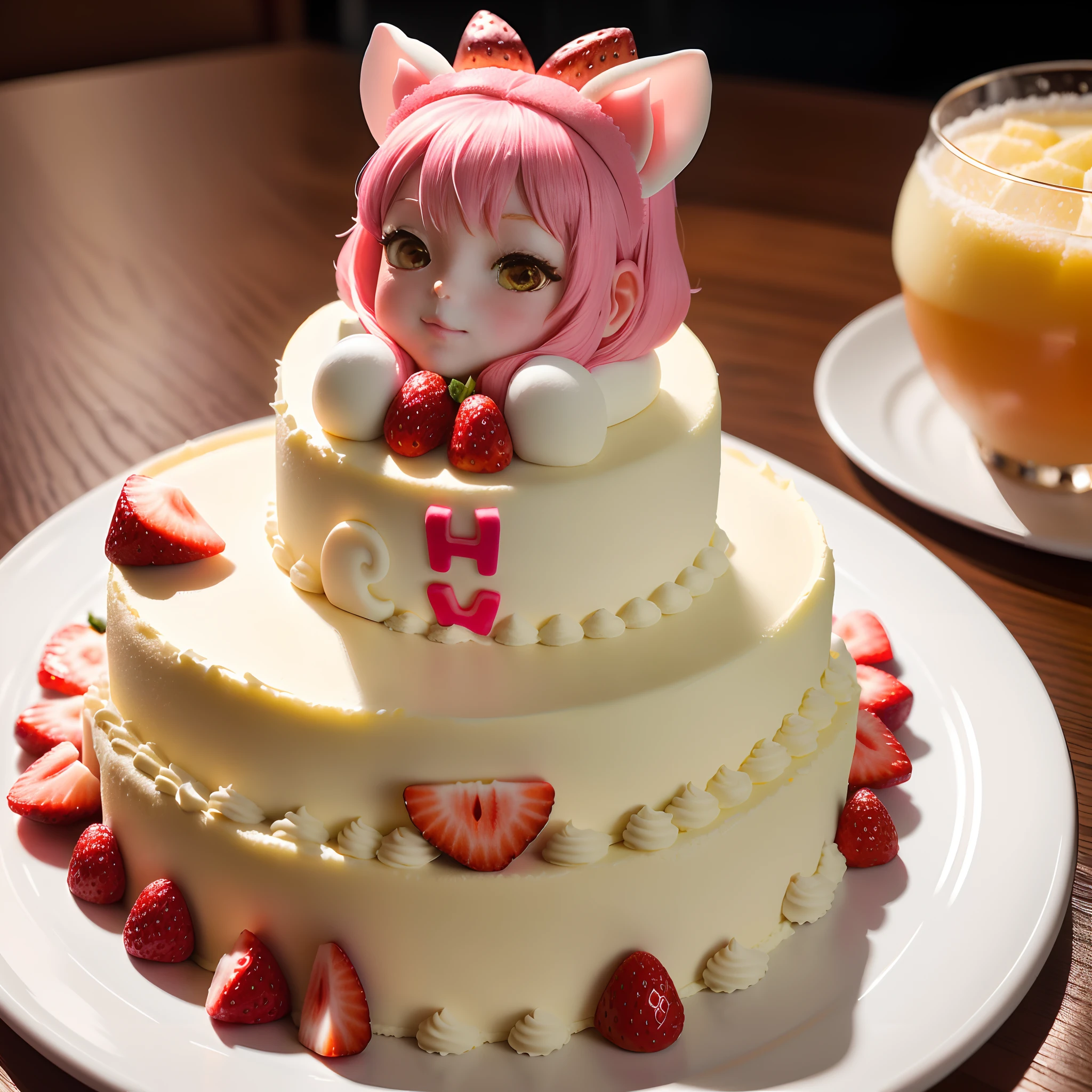 Cake on the plate,There was a girl on it, Uptrend ,, 🎀 🗡 🍓 🧚, 🐿🍸🍋, animal - shaped cake, shui mo hua, 9 k, 9K, Photo taken with Nikon D750, Photo taken with Nikon D 7 5 0, taken with canon 8 0 d, 💣 💥, miko