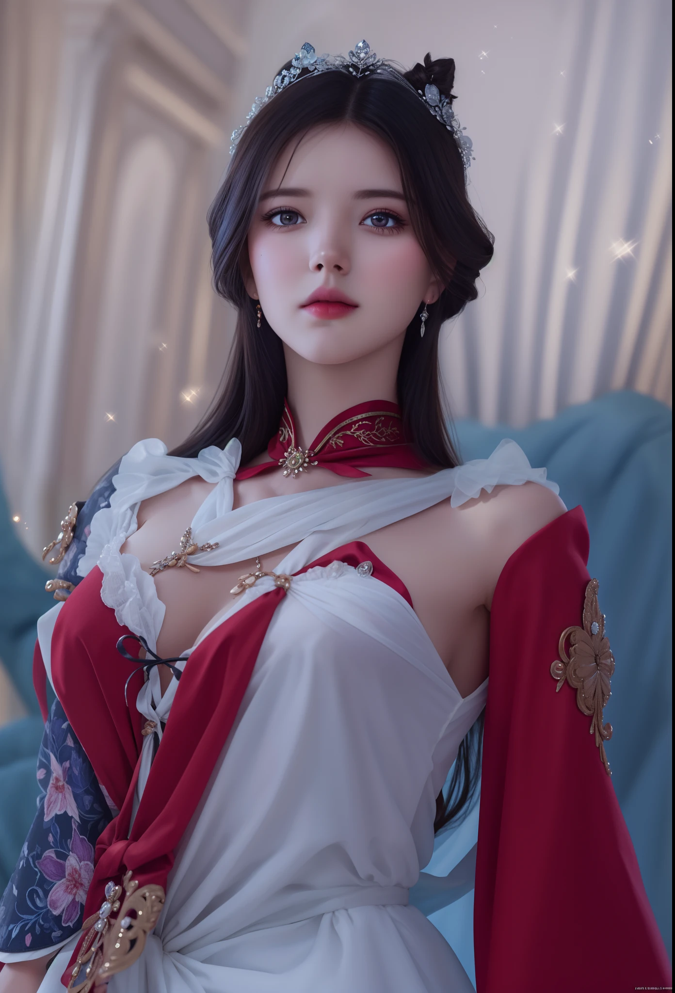 (hyperrealistic), (illustration), (high resolution), (8K), (extremely detailed), (best illustration), (beautiful detailed eyes), (best quality), (ultra-detailed), (masterpiece), (wallpaper), (photorealistic), (natural light), (rim lighting), (detailed face), (high detailed realistic skin texture), (anatomically correct), (solo), (1 girl), (high detailed realistic hair), (black hair:1.2), (heterochromic eyes), (detailed brown eyes), (sparkling eyes), (small moles under the eyes), (realistic big breasts:1.5), (exposed nipple breasts:1.35), (long legs), (slender abs), (dynamic pose), (closed tiny mouth:1.3), nsfw,