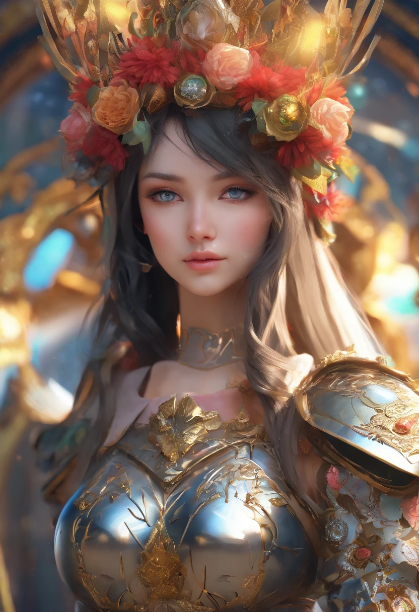 3d animation, chibi character, (masterpiece, best quality),(extremely intricate:1.3), (realistic), 1girl, milf, caucasian, green eyes, perfect eyes, perfect iris, perfect pupils, perfect lips, perfect nose, perfect hands, very detailed hands, perfect fingers, black hair, short hair, straight hair, bobbles ponytail hair, (medieval armor), metal reflections, (((silver armor))), outdoors, far away castle, (ornately decorated armor), (insanely detailed, bloom:1.5), chainmail, intense sunlight, professional photograph of a stunning woman detailed, sharp focus, award winning, cinematic lighting, blurry background, upper body, ((confident)), (Pose:looking at the camera), shadows, contrast, clear blue sky, constellations, peaceful, serene, quiet, tranquil, remote, secluded, adventurous, exploration, escape, independence, survival, resourcefulness, challenge, perseverance, stamina, endurance, observation, intuition, adaptability, creativity, imagination, artistry, inspiration, beauty, awe, wonder, gratitude, appreciation, relaxation, enjoyment, rejuvenation, mindfulness, awareness, connection, harmony, balance, texture, detail, realism, depth, perspective, composition, color, light, shadow, reflection, refraction, tone, contrast, foreground, middle ground, background, naturalistic, figurative, representational, impressionistic, expressionistic, abstract, innovative, experimental, unique