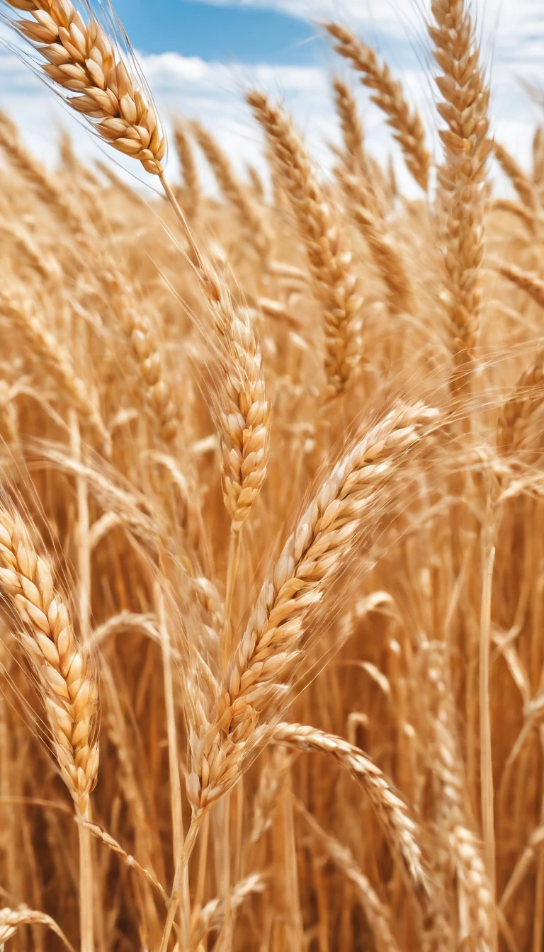 Masterpiece, best quality, (very detailed CG unified 8k wallpaper) (best quality), (best illustration), (best shade) naturally harvested wheat, super detailed, harvester, white clouds, blue sky, no humans --v6