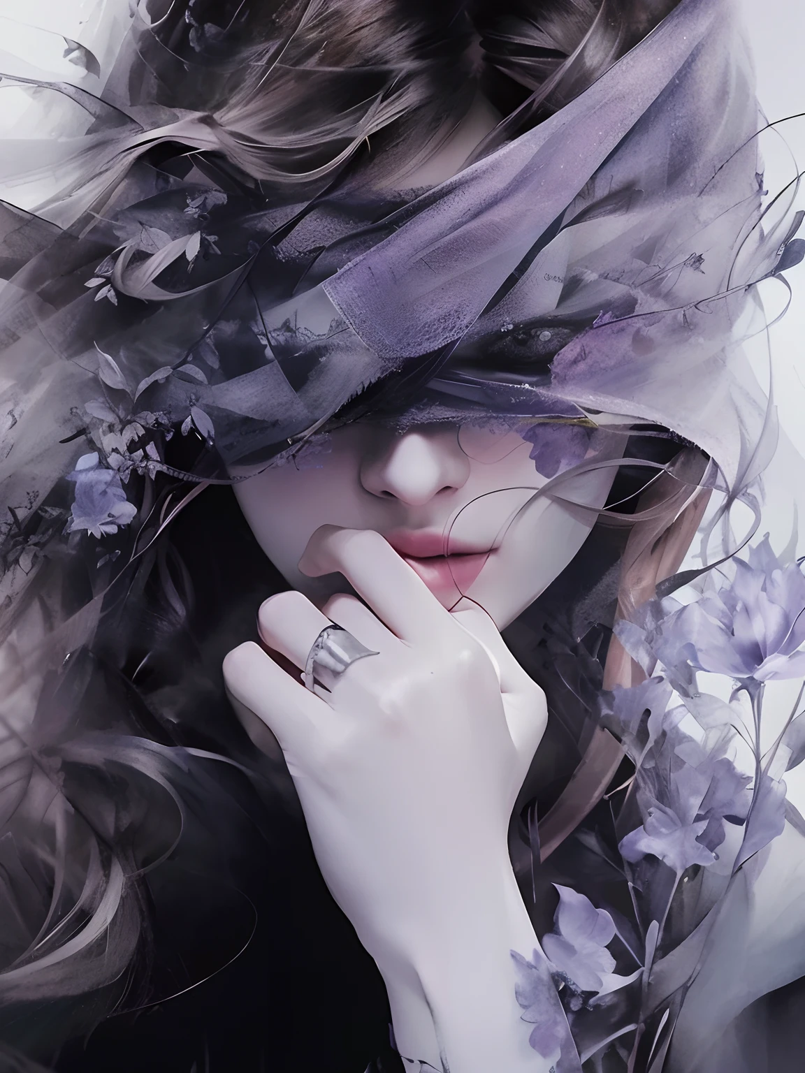 There was a woman who covered her face and hands with a veil, Beautiful digital artwork, gorgeous digital art, beautiful gorgeous digital art, beautiful digital art, Exquisite digital illustration, Very Beautiful Digital Art, Guviz-style artwork, Beautiful digital illustration, Guviz, Gorgeous digital painting, stunning digital illustration, beautiful fantasy art portrait, 8 k realistic digital art