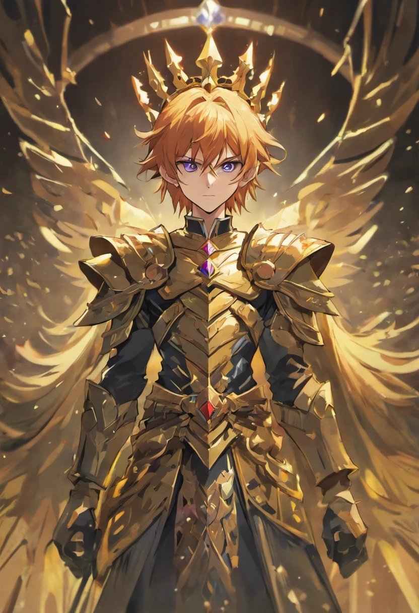 {best quality}, {{masterpiece}}, {highres}, extremely detailed male, solo, sharp focus, elf, warrior, {{{character{{{1 man}}}}}}, solo, standing, highres, very long purple hair, {{{{{masterpiece character design reference sheet}}}}}, looking at viewer, spike armour, crown