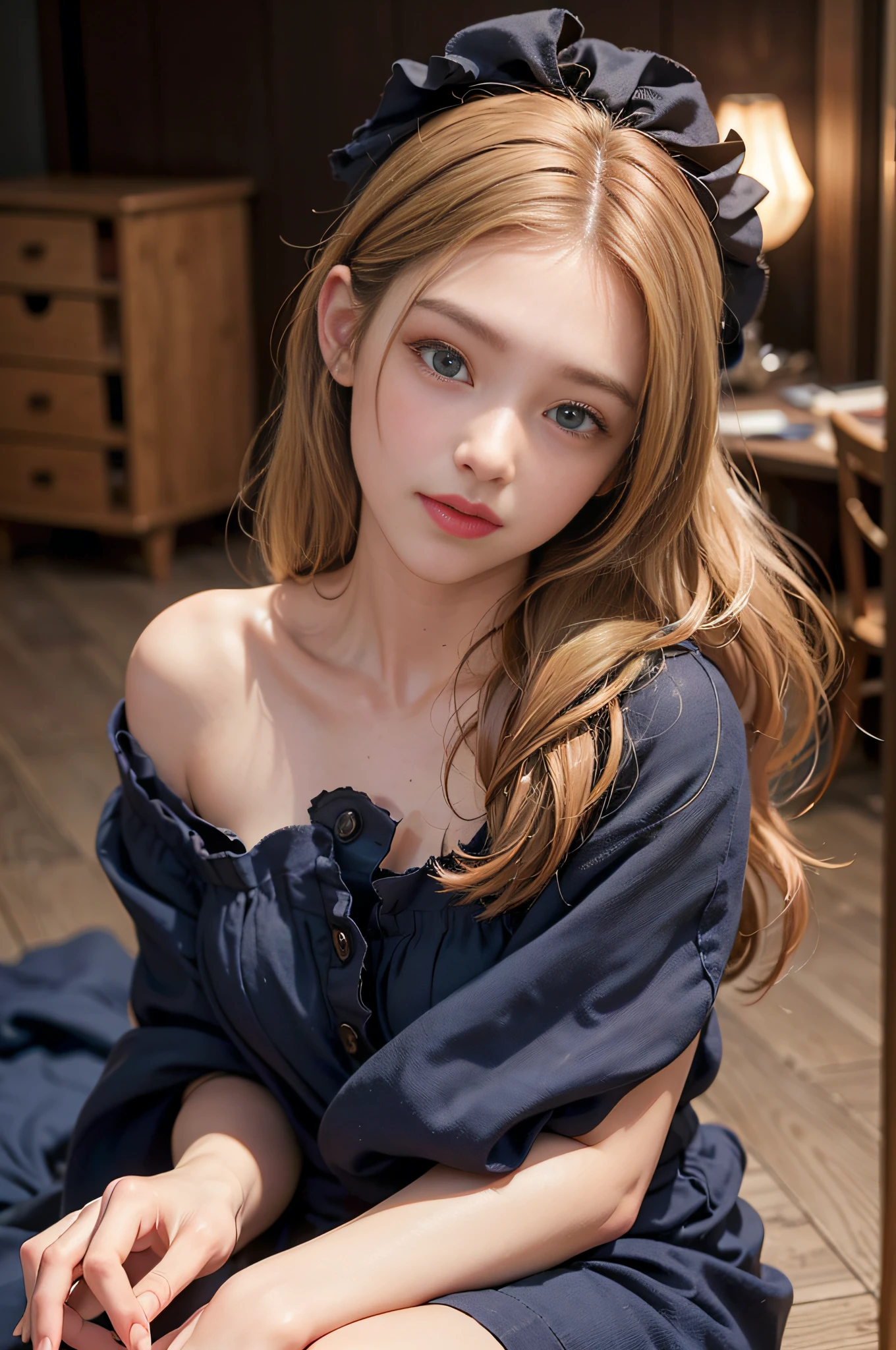 (realisitic、Photorealsitic:1.37)、(8K、Raw photography、top-quality、masterpiece:1.2)、Cute smile、ultra-detailliert、Heart-shaped pupil、physically-based renderingt、超A high resolution、Kodak Vision Color、Captured with an Arricam LT camera、bokeh dof、foco nítido、Very eroticism
If you look at the viewer、Photorealsitic、realisitic、独奏、Photorealsitic、top-quality、extra detailed face、extremely detailed eye and face、Sitting on the floor、Bewitching、beatiful detailed eyes、haunting smile、hair messy、Floating hair、FULL BODYSHOT、(View from below)、From under the camera angle