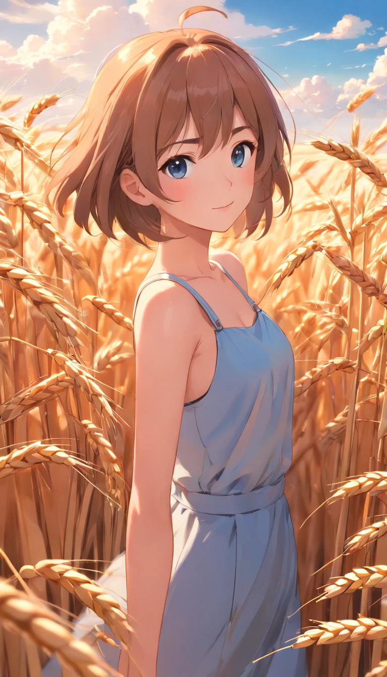 Masterpiece, best quality, (very detailed CG unified 8k wallpaper) (best quality), (best illustration), (best shade) naturally harvested wheat, super detailed, harvester, white clouds, blue sky, no humans --v6