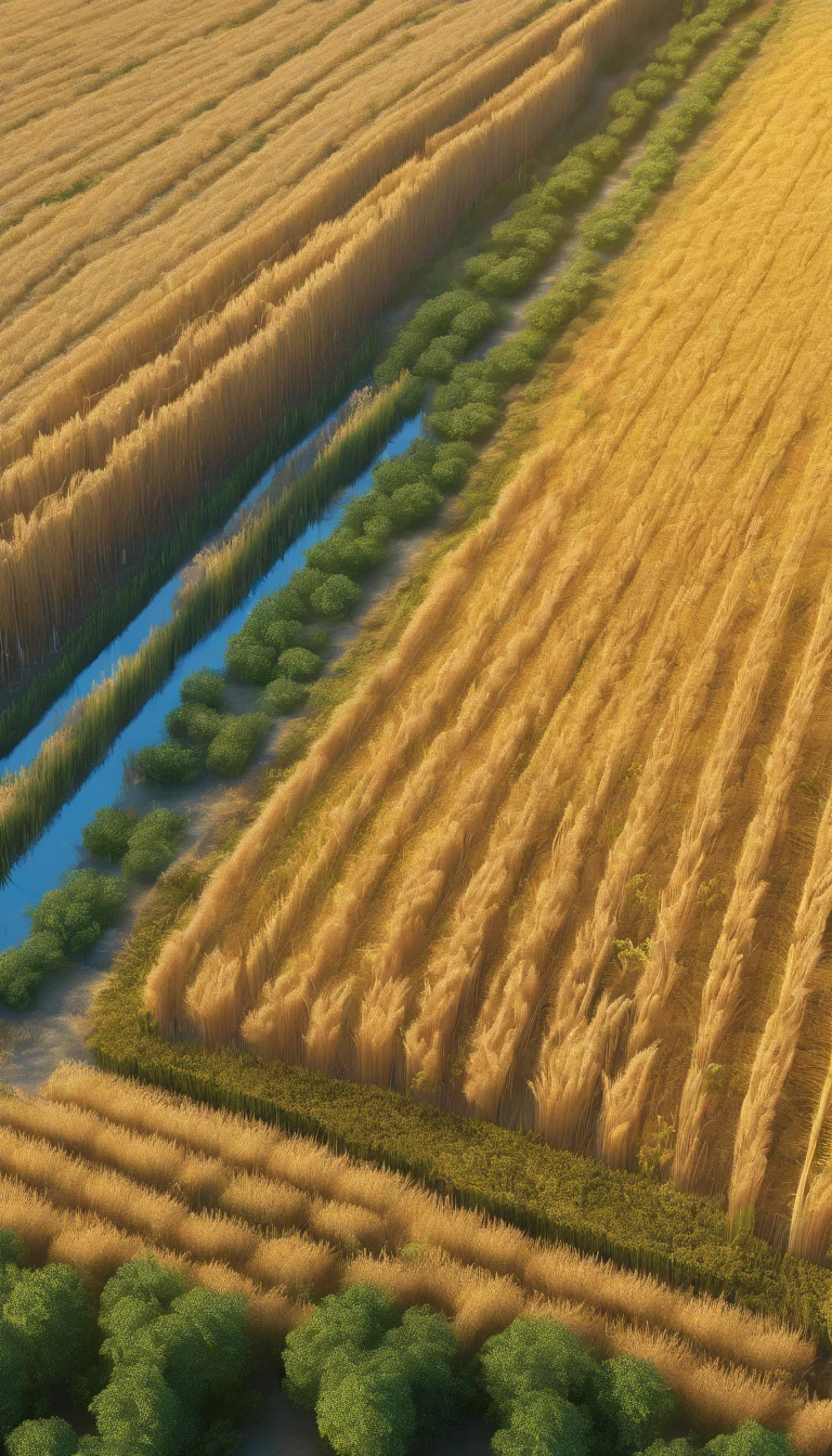 Masterpiece, best quality, (very detailed CG unified 8k wallpaper) (best quality), (best illustration), (best shade) naturally harvested wheat, super detailed, harvester, white clouds, blue sky, no humans --v6