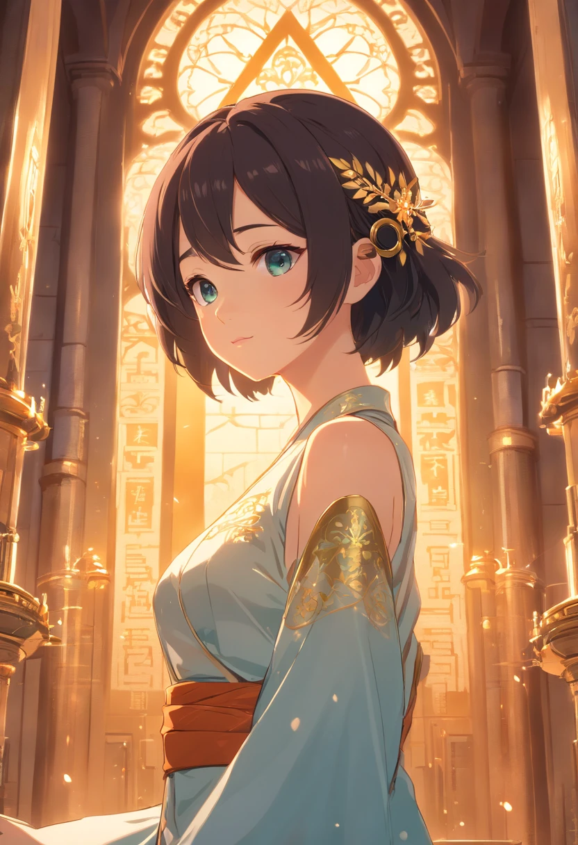 Masterpiece, High quality, 4K, Beautiful design, Shiny, From the front, an award winning photograph, Extremely detailed, Amazing, finedetail, absurderes, Highly detailed woman, Extremely detailed eyes and face, Solo, 1girll, Babe, Glossy, Bigboobs, widow, Sparkling fabric, encrusted with jewels, Visible abdomen , Woman wearing wife, Pose inside a castle with oriental architecture, gold embroidery,
