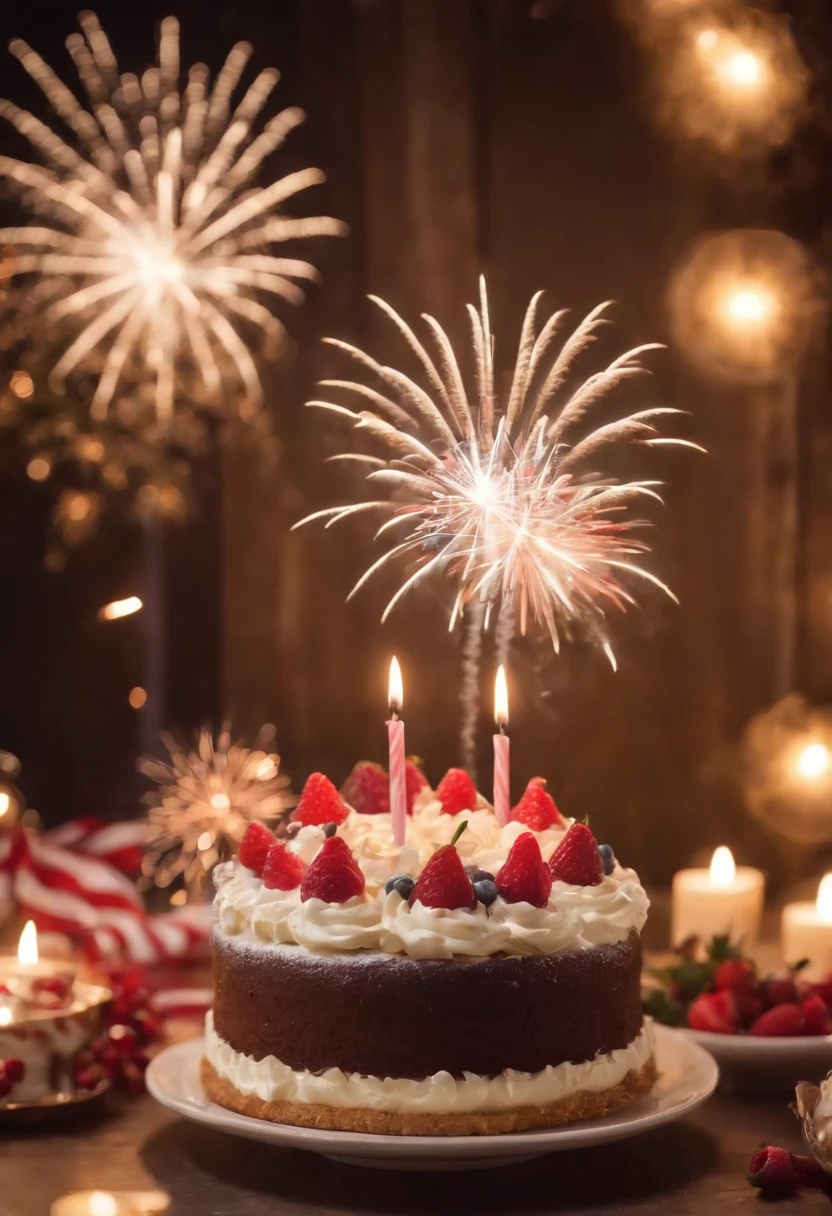 Capture candid moments of the party, ribbons, celebration, fireworks, cake, fun, joy