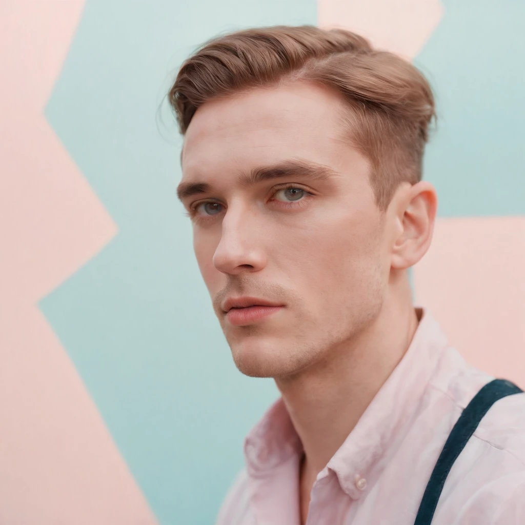 Man, neopop, pastel colors, by jimmy marble, portrait