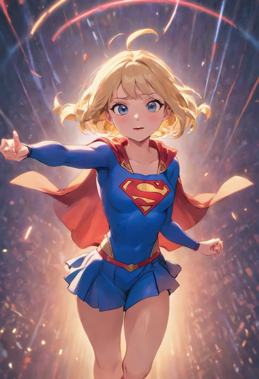 Supergirl，3 d desenho animado, (((Front view))), Disney Pixar style, Cinematic 3D, highly  detailed, Vivid colors (((full bodyesbian))) ，Realisticstyle, anime big breast