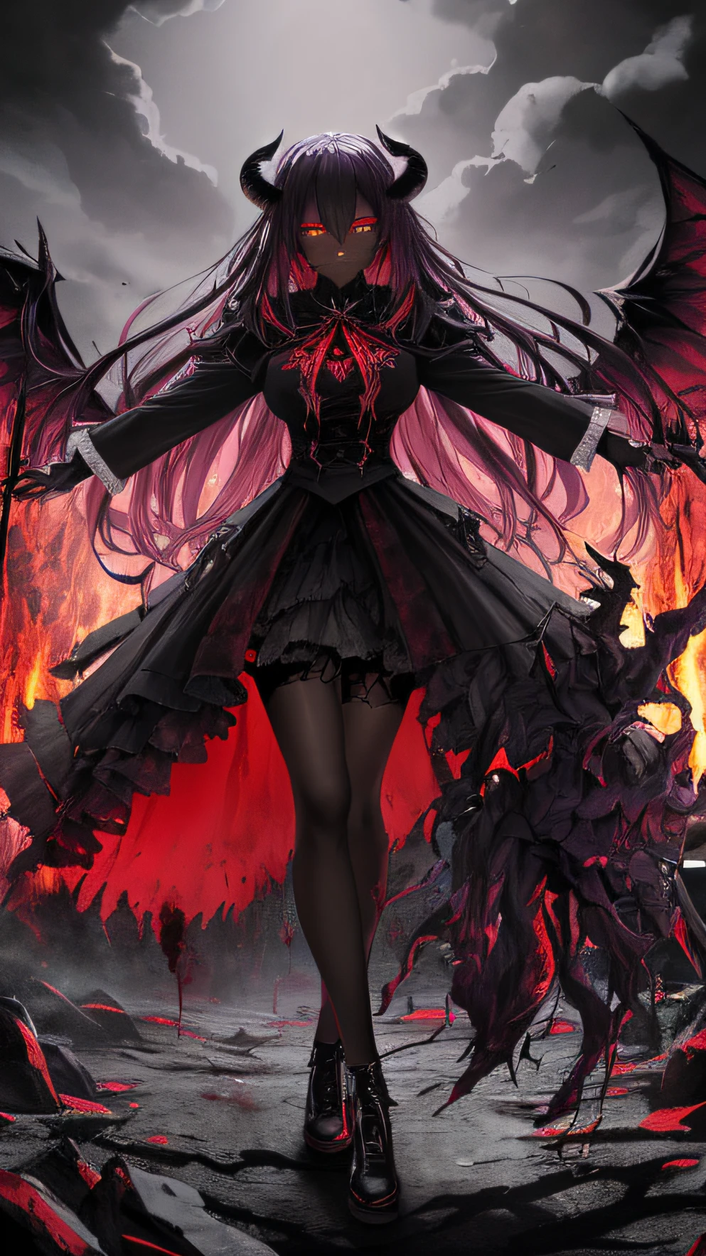 (dark skin), (demon horns), large breasts,
Immortal temptation takes over my mind
Condemned
Fallen weak on my knees, summon the strength
Of mayhem
I am the storm that is approaching
Provoking black clouds in isolation
I am reclaimer of my name
Born in flames, I have been blessed
My family crest is a demon of death
Forsakened, I am awakened
A phoenix's ash in dark divine
Descending misery
Destiny chasing time
Inherit the nightmare, surrounded by fate
Can't run away
Keep walking the line between the light
Led astray
Through vacant halls I won't surrend5r
The truth rev5aled in eyes of ember
We fight through fire and ice forever
Two souls once lost, and now they remember
I am the storm that is approaching
Provoking black clouds and isolation
I am reclaimer of my name
Born in flames, I have been blessed
My family crest is a demon of death
Forsakened, I am awakened
A phoenix's ash in dark divine
Descending misery
Destiny chasing time
Disappear into the night
Lost shadows left behind
Obsession's pulling me
Fading, I've come to take what's mine
Lurking in the shadows under veil of night
Constellations of blood pirouette
Dancing through the graves of those who stand at my feet
Dreams of the black throne I keep on repeat
A derelict of darkness, summoned from the ashes
The puppetmaster congregates all the masses
Pulling strings, twisting minds as blades hit
You want this power? Then come try and take it
Beyond the tree
Fire burns
Secret love
Bloodline yearns
Dark minds embrace
Crimson joy
Does your dim heart
Heal or destroy?
Bury the light deep within
Cast aside, there's no coming home
We're burning chaos in the wind
Drifting in the ocean all alone