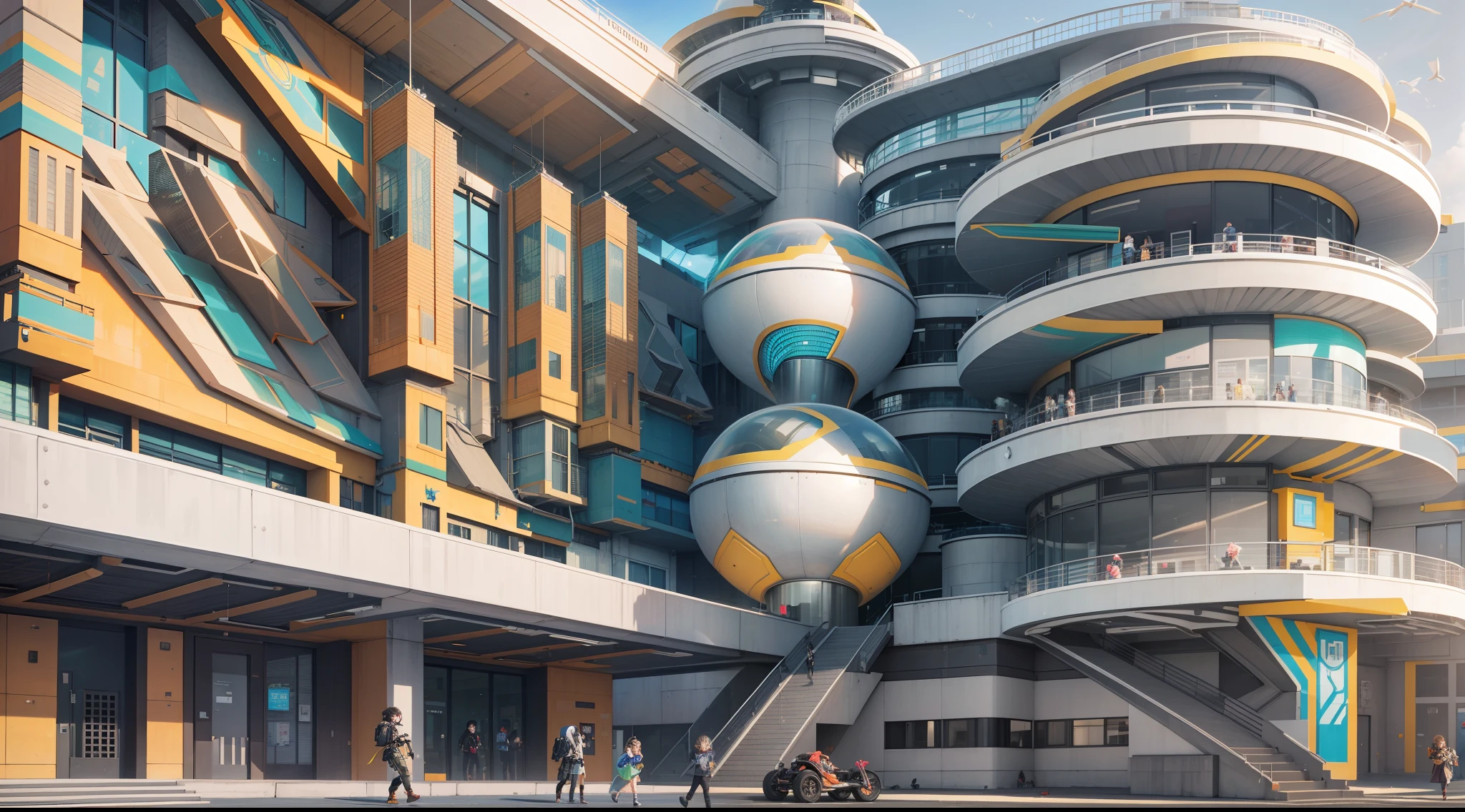 The best photo reminiscent of "bright rebellion academy". School buildings, futuristic buildings, possibilities and creativity, random kids with personalities, superpowers, psychic abilities, high definition, high quality, photorealism, unparalleled art, cutting edge technology, year 2100