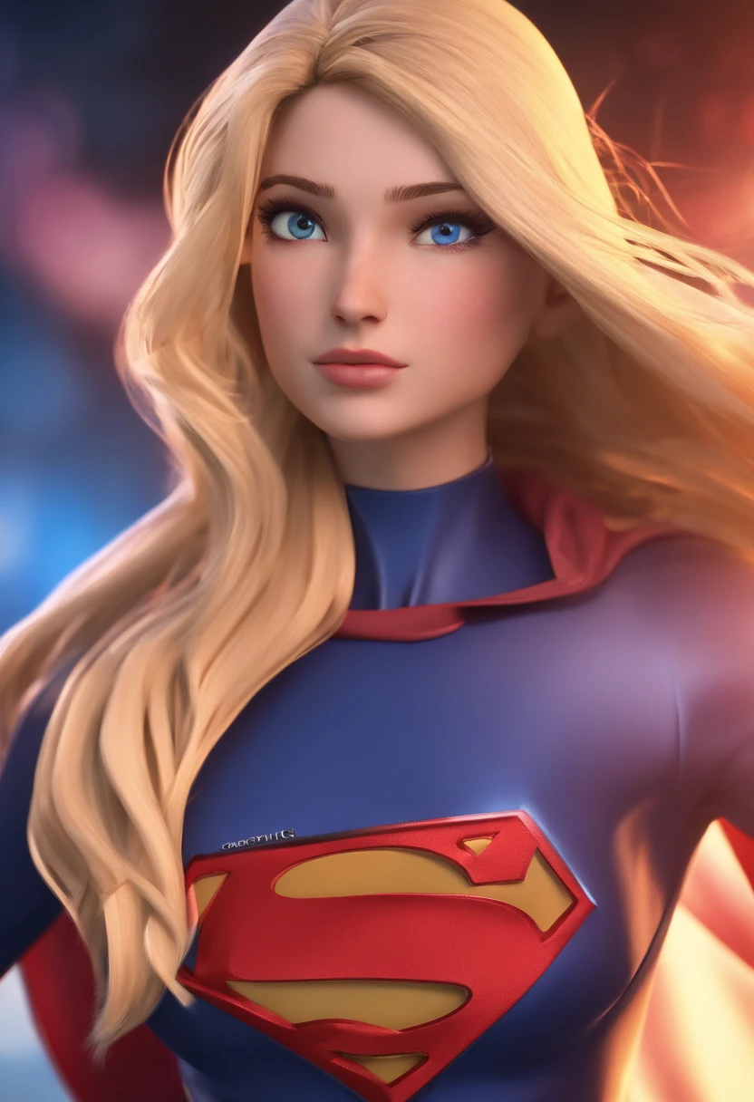 Supergirl,3 d desenho animado, (((Front view))), Disney Pixar style, Cinematic 3D, highly detailed, Vivid colors (((full bodyesbian))) ,Realisticstyle, anime big breast