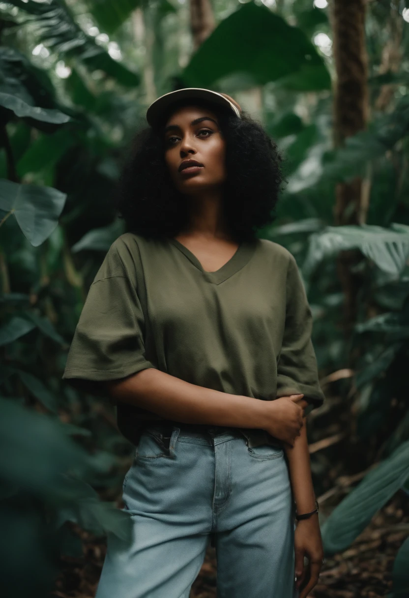 girl,Jungle, in the style of rap aesthetics, schizocore, photo taken with fujifilm superia, charly amani, oversized portraits, babycore