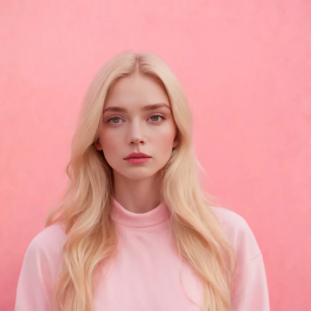 Market, neopop, pastel colors, by jimmy marble, portrait,Blonde long hair, straight hair,pink clothing