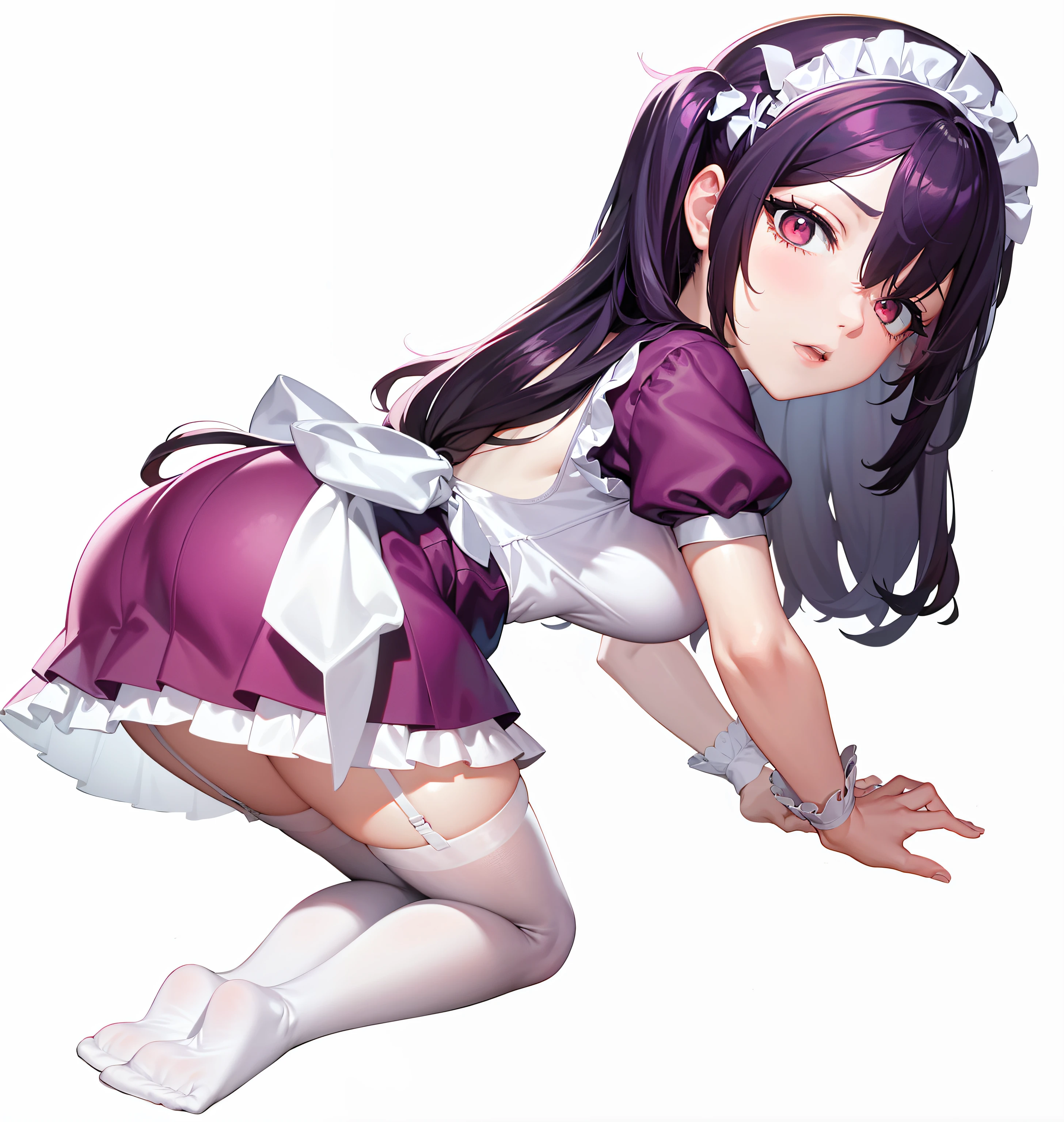 anime girl in a maid costume, anime moe art style, Raised sexy，with a good figure，Charming，