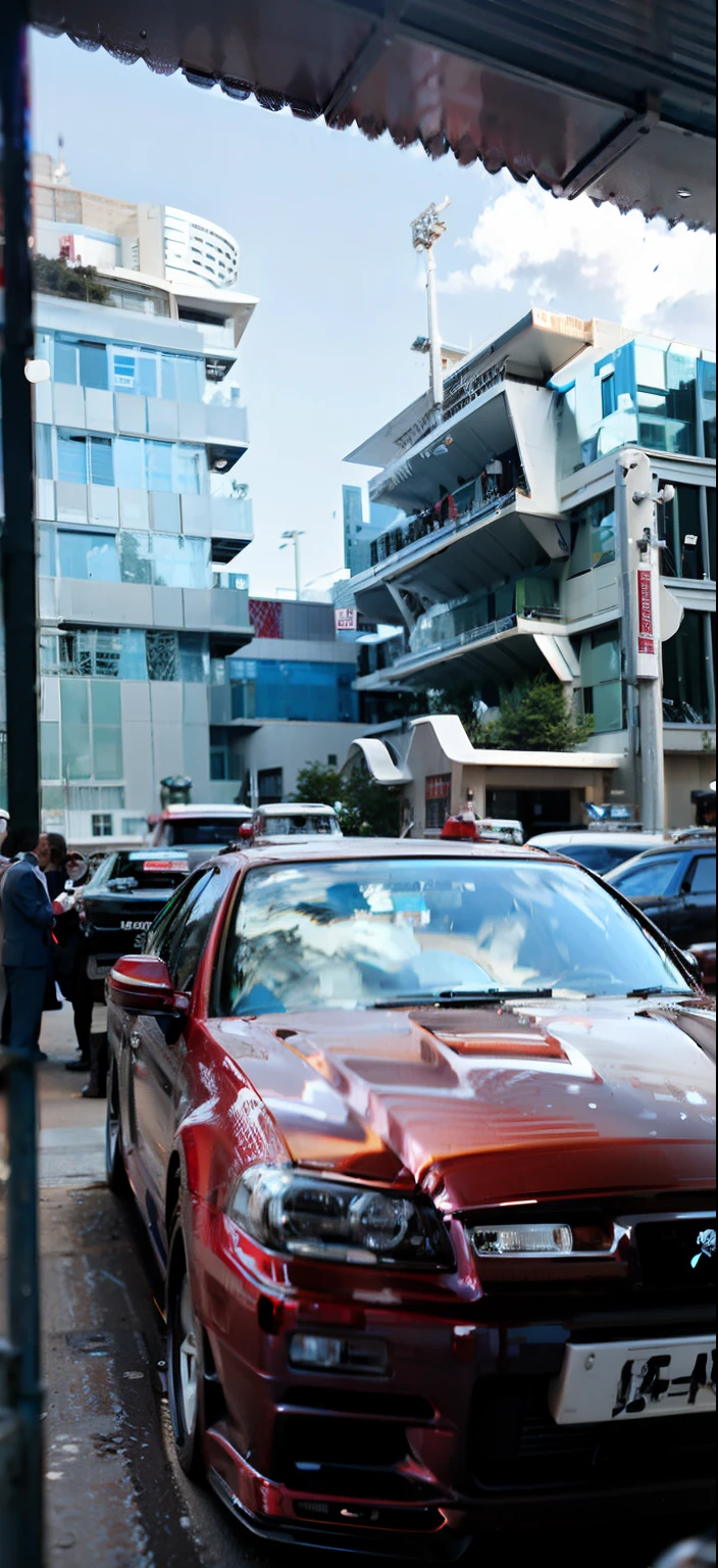 cars parked in a parking lot with a futuristic blue building in the background, hospital in background, wide screenshot, car, car, mid-view, 😭 🤮 💕 🎀, 4 0 9 6, police station, front view, hospital, view from front, 1128x191 resolution, front side view, 3 4 5 3 1, 8 h