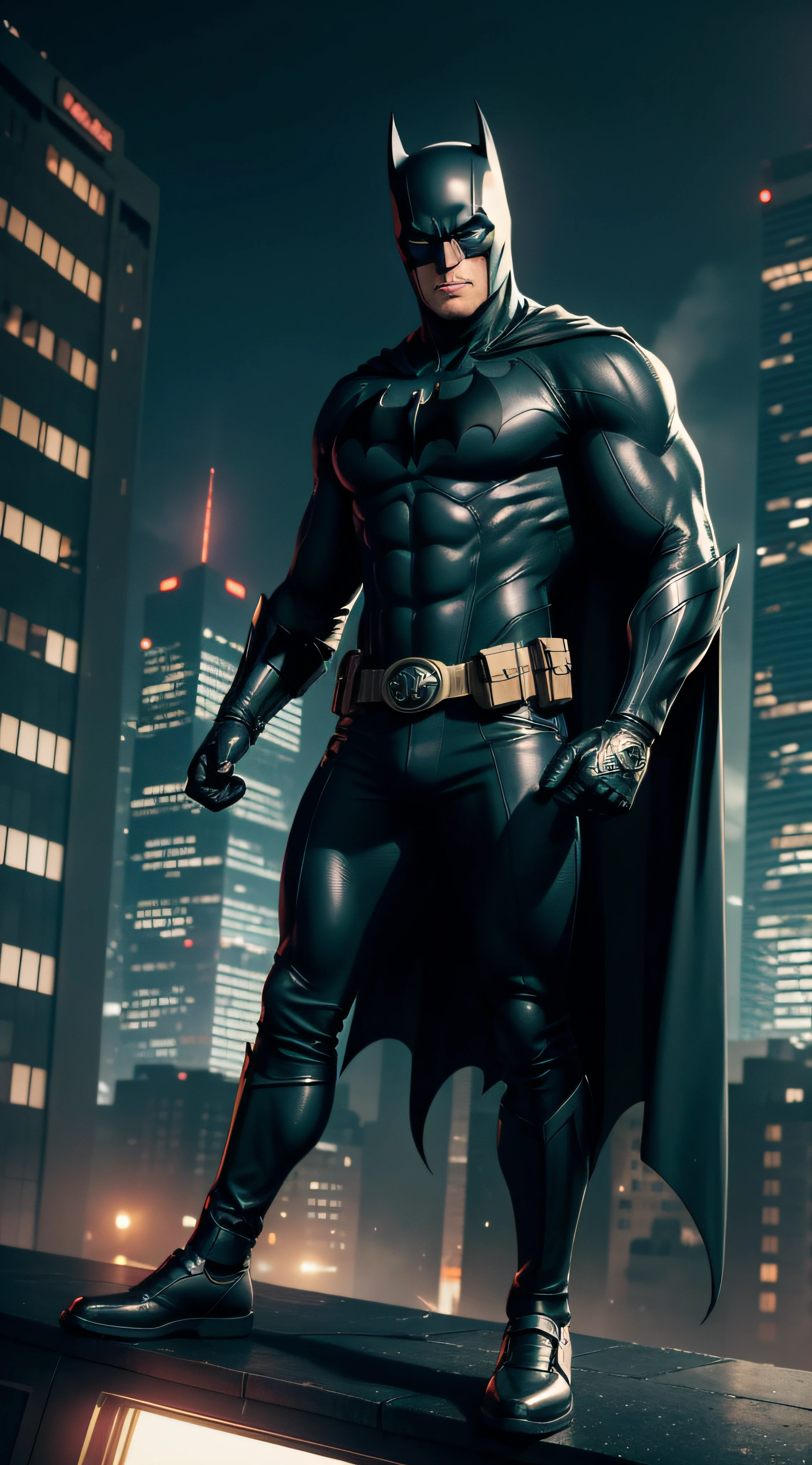 (best quality, highest:1.2), ultra-detailed, realistic:1.37, 3D animation, batman, super car, action-packed, heroic, nighttime, shiny metallic body, sleek design, dynamic movement, detailed perfect body, detailed beautiful body, cityscape backdrop, intense lighting, moody atmosphere, comic book style, vibrant colors, contrast, dramatic poses, laser eyes, cape flowing in the wind, explosions and special effects, ominous shadows, gritty urban environment, gadget-filled belt, masked vigilante, badass attitude, futuristic technology, fast-paced motion, high-tech gadgets, foreboding rooftop scene, iconic bat symbol, adrenaline-fueled chase scene, high-octane adventure, wings spread wide, superheroes maneuvers, thrilling adrenaline rush, crime-fighting sensation, imposing presence, incredible superpowers, mysterious persona, classic superhero, vivid and crisp visuals, attention-grabbing aesthetics, astonishing attention to detail, grand and epic spectacle