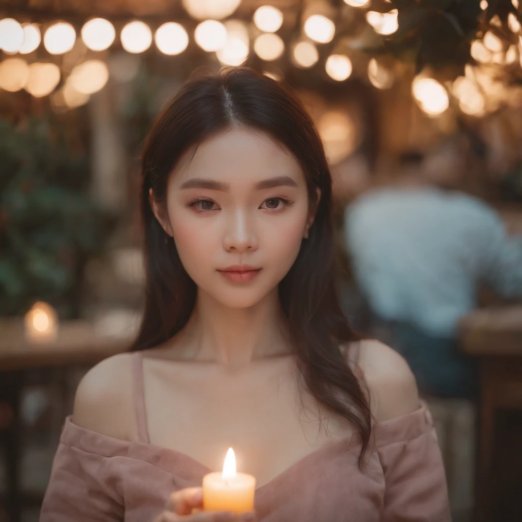Market, neopop Candlelight, in the style of kawaii aesthetic, helios 44-2 58mm f/2, asian-inspired, soft yet vibrant