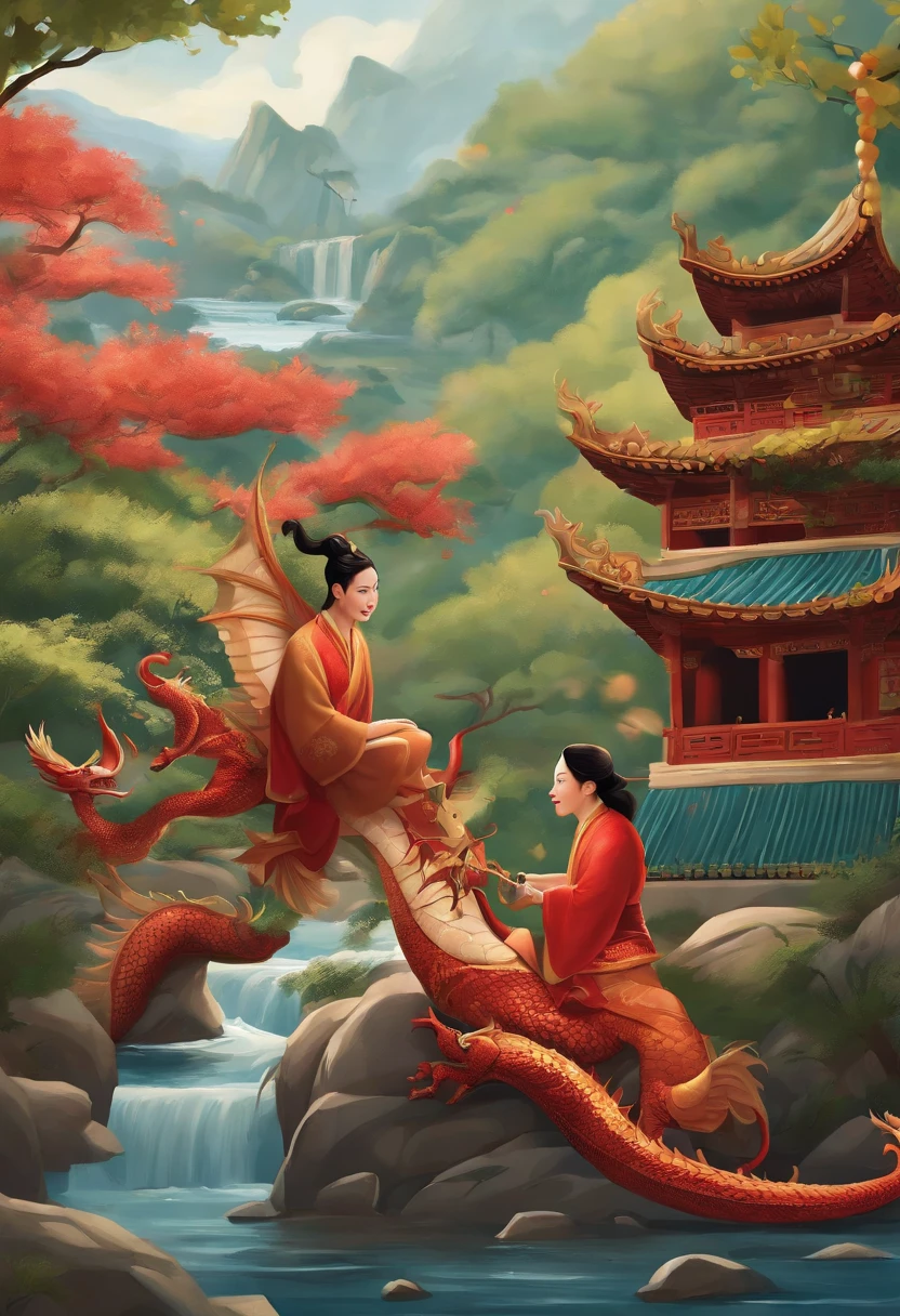 Dragon， Cartoons of love，China-style，jubilation